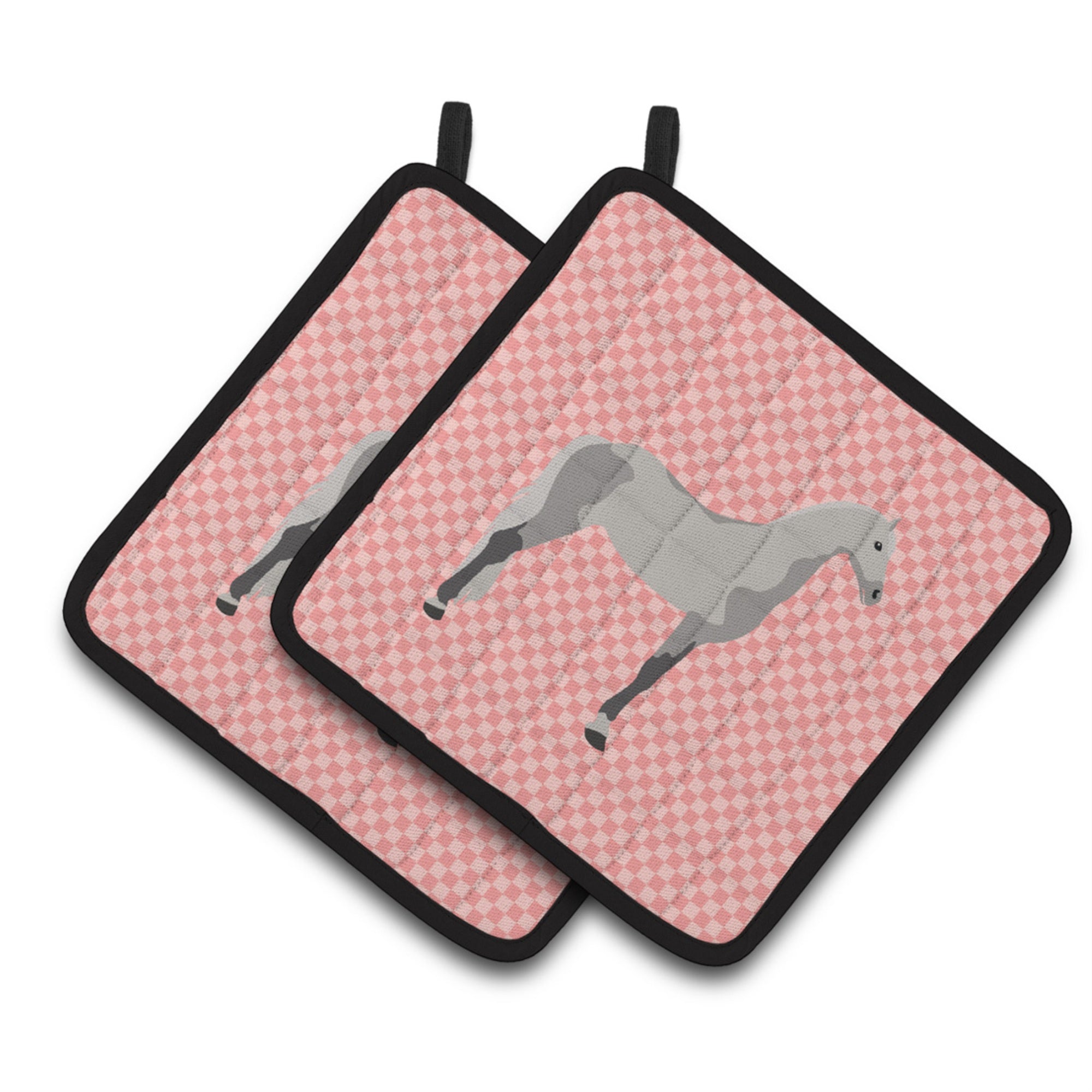 'Caroline'S Treasures Orlov Trotter Horse Pink Check Decorated Pot Holder, 7.5'''' X 7.5''''''