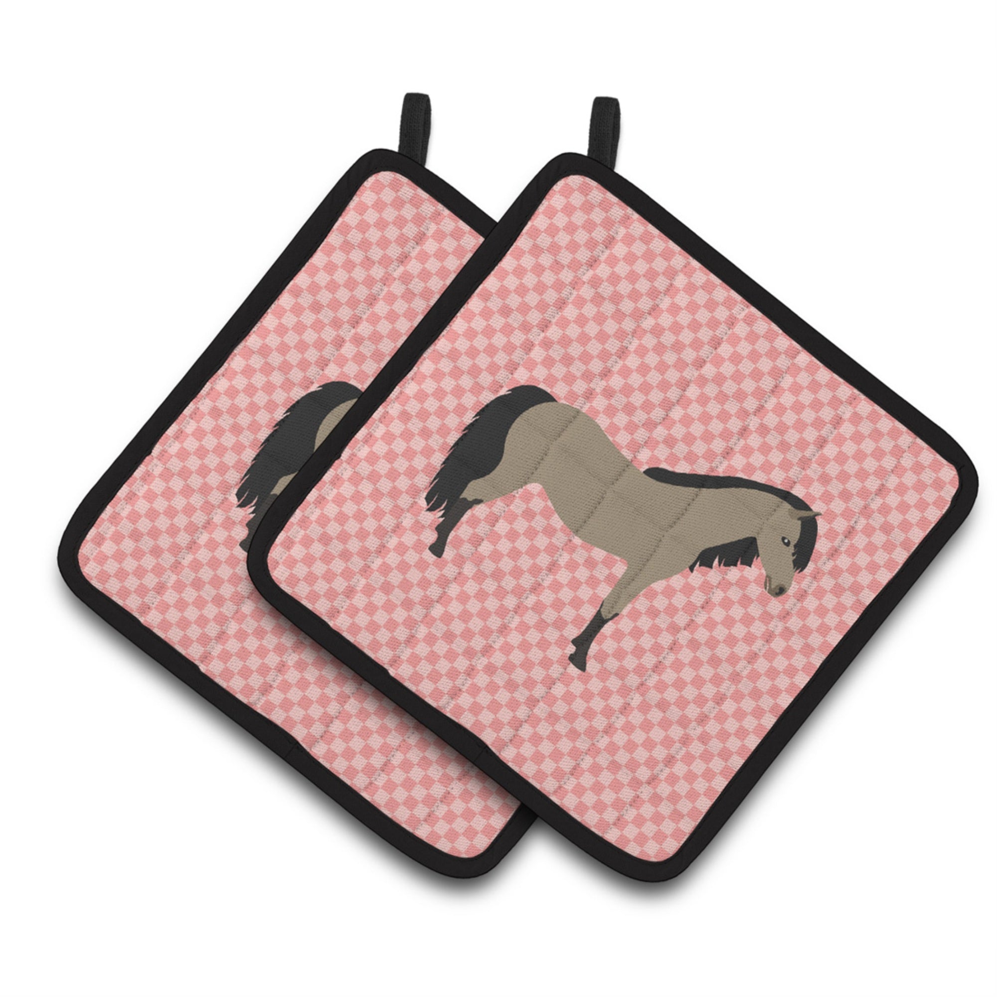 'Caroline'S Treasures Welsh Pony Horse Pink Check Decorated Pot Holder, 7.5'''' X 7.5''''''
