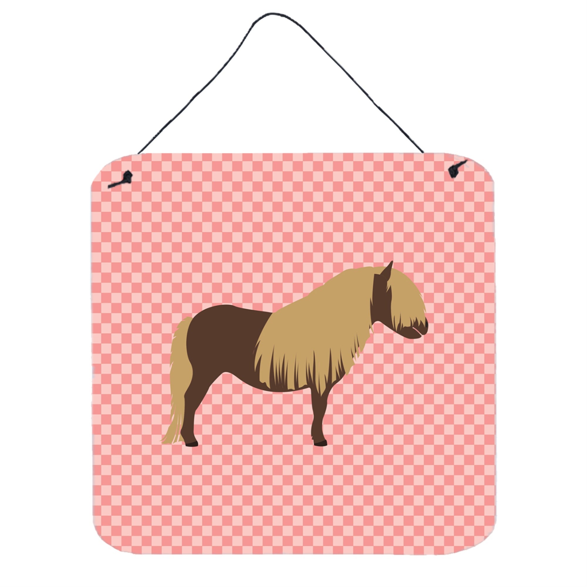 'Caroline'S Treasures Pink Shetland Pony Horse Check Metal Print, 6'''' H X 6'''' W''