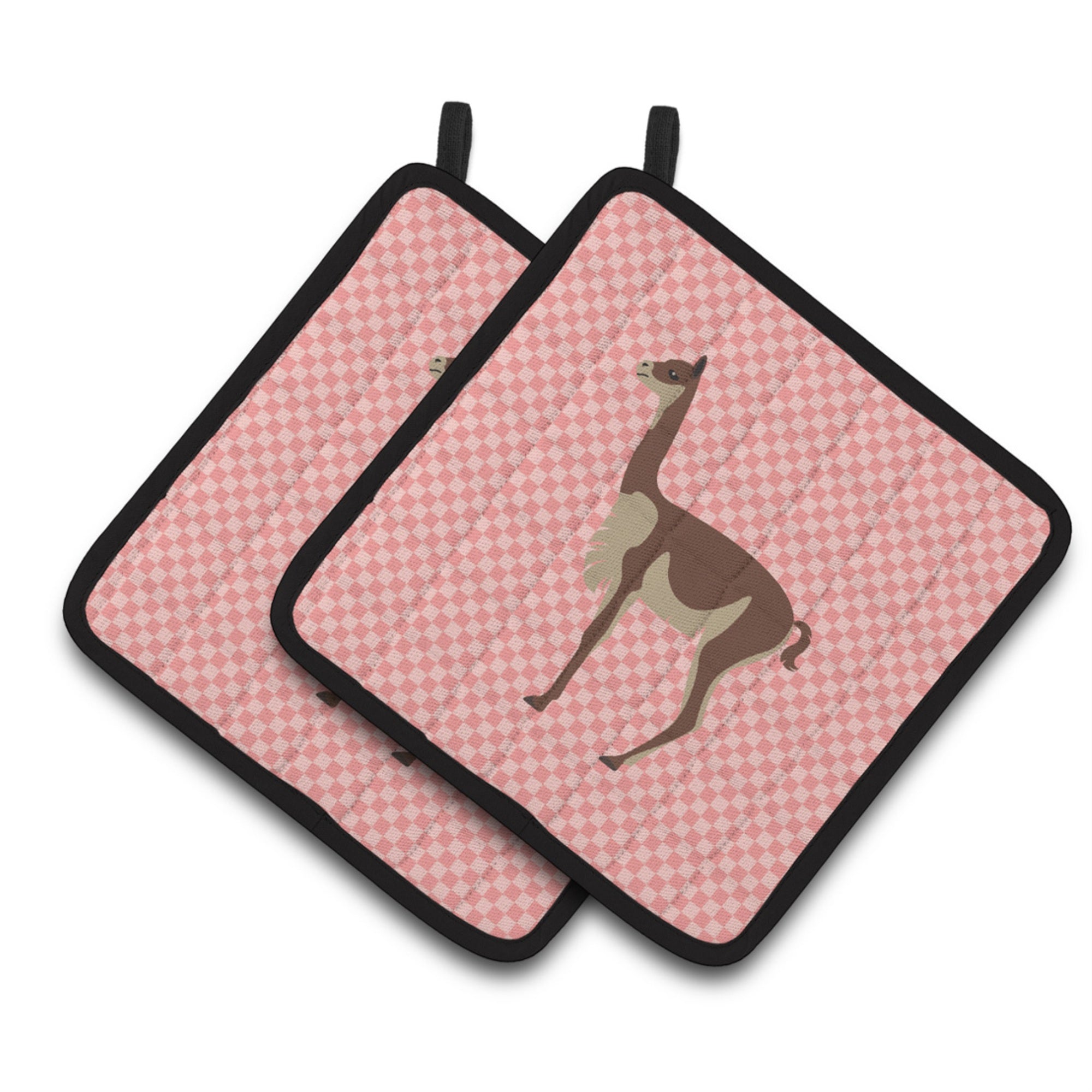 'Caroline'S Treasures Vicugna Or Vicuna Pink Check Decorated Pot Holder, 7.5'''' X 7.5''''''