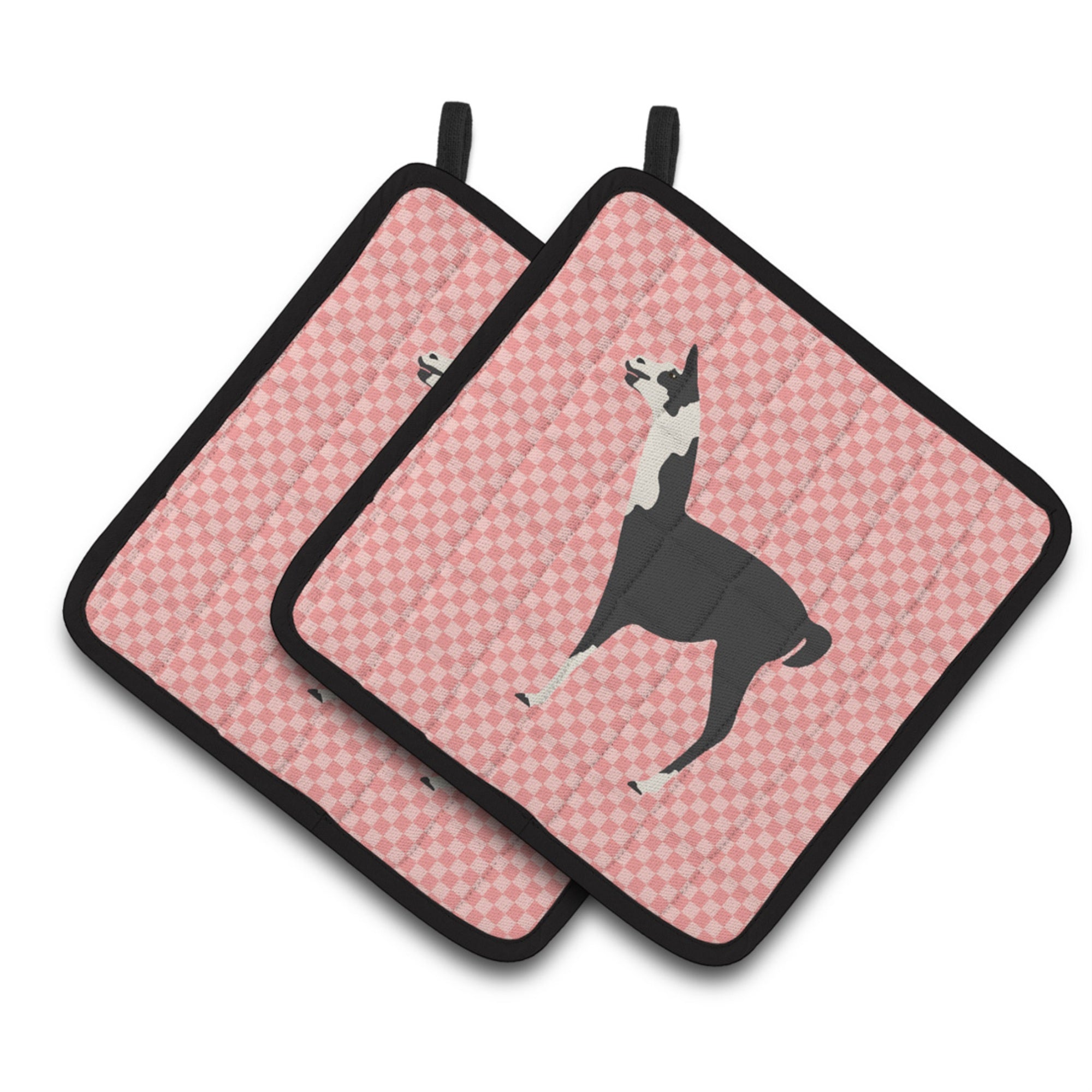 'Caroline'S Treasures Llama Q' Ara Pink Check Decorated Pot Holder, 7.5'''' X 7.5''''''