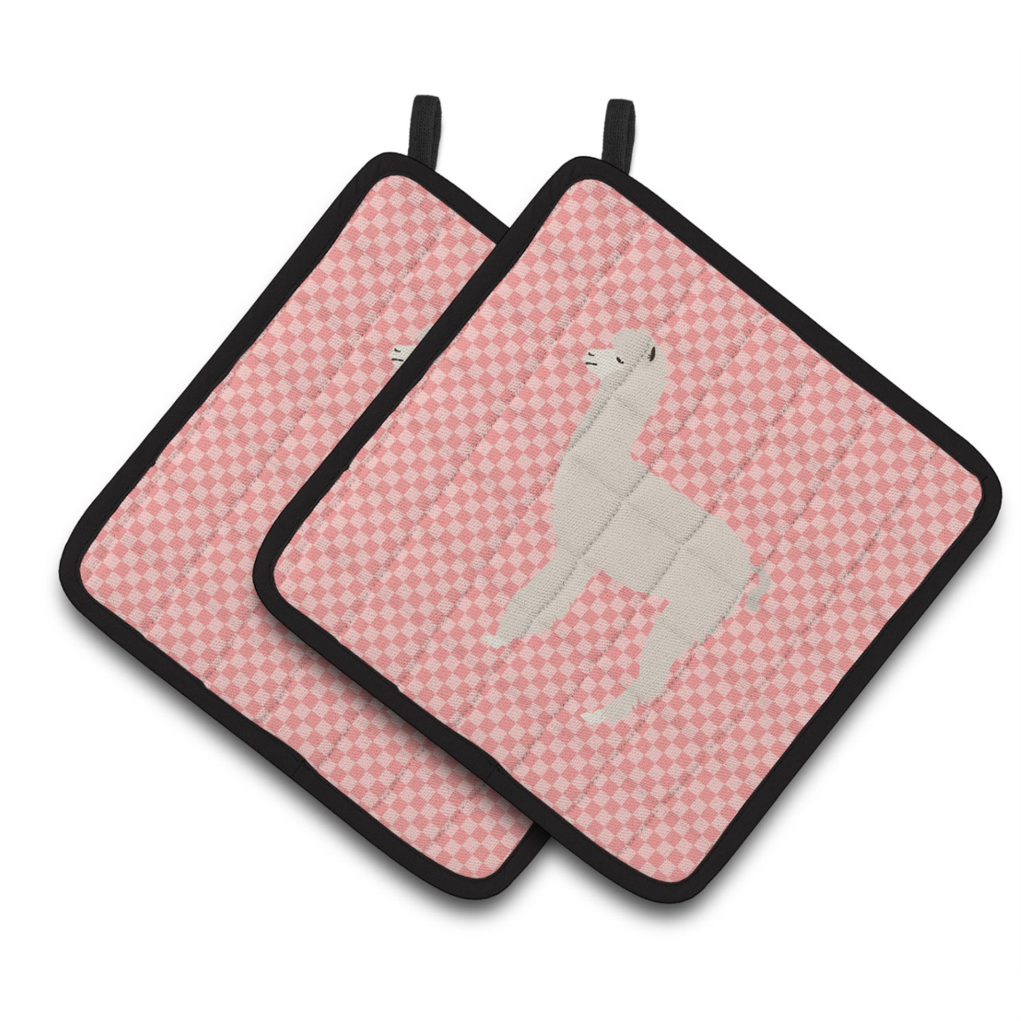 'Caroline'S Treasures Alpaca Pink Check Decorated Pot Holder, 7.5'''' X 7.5''''''