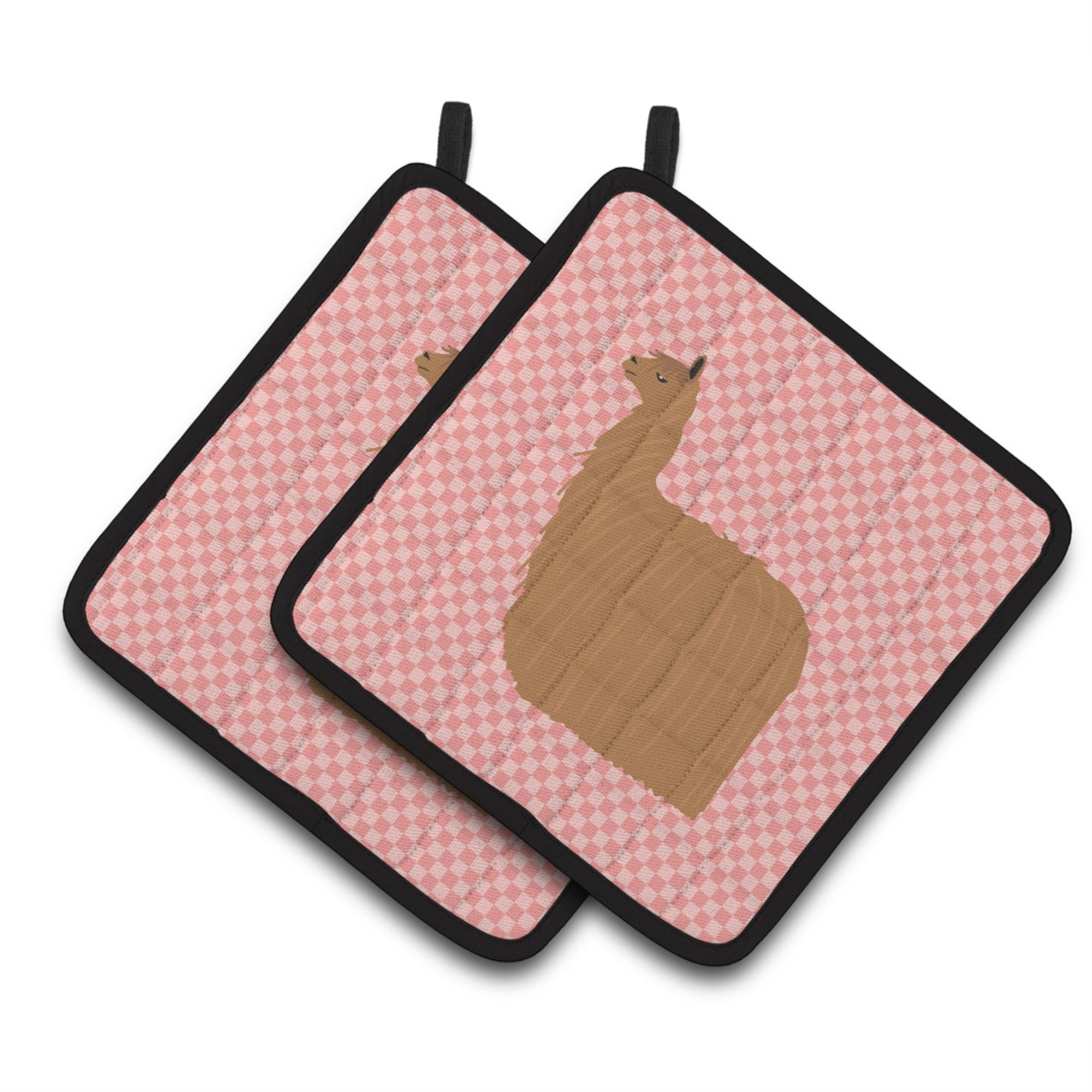 'Caroline'S Treasures Alpaca Suri Pink Check Decorated Pot Holder, 7.5'''' X 7.5''''''