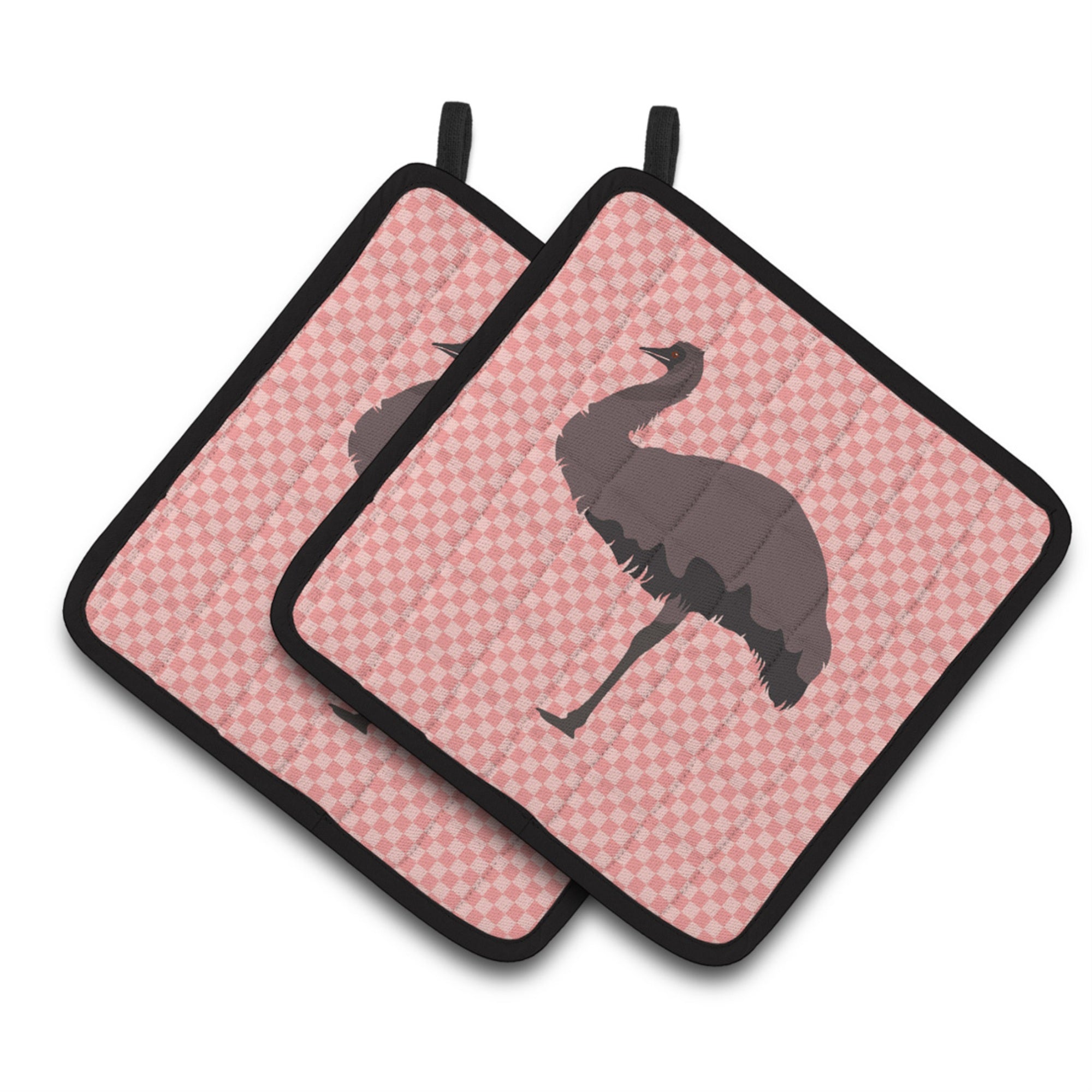 'Caroline'S Treasures Emu Pink Check Decorated Pot Holder, 7.5'''' X 7.5''''''