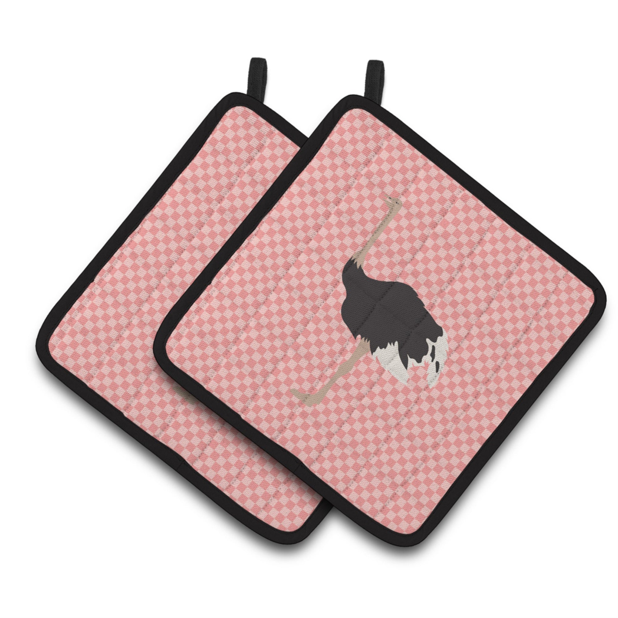 'Caroline'S Treasures Common Ostrich Pink Check Decorated Pot Holder, 7.5'''' X 7.5''''''