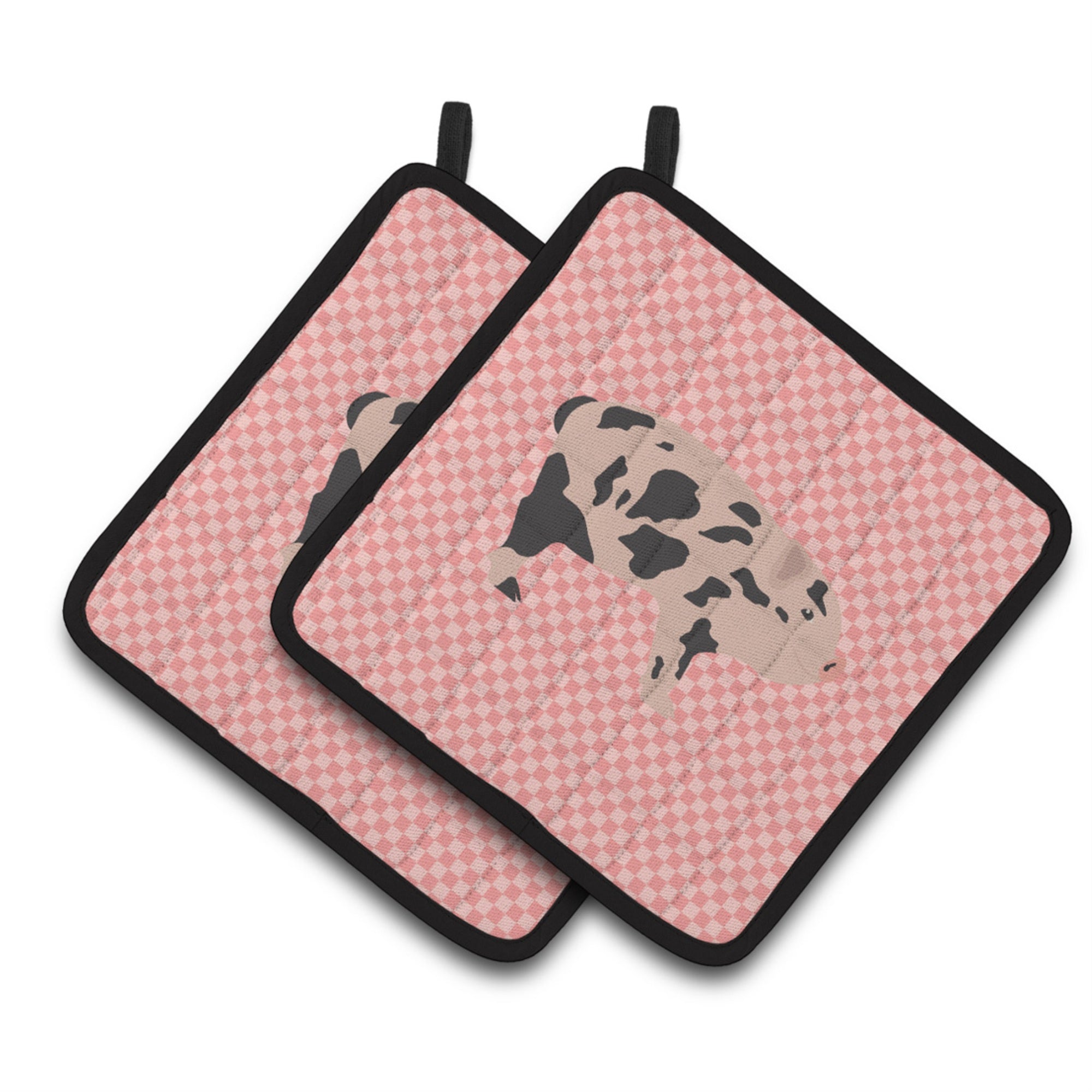 'Caroline'S Treasures Mini Miniature Pig Pink Check Decorated Pot Holder, 7.5'''' X 7.5''''''
