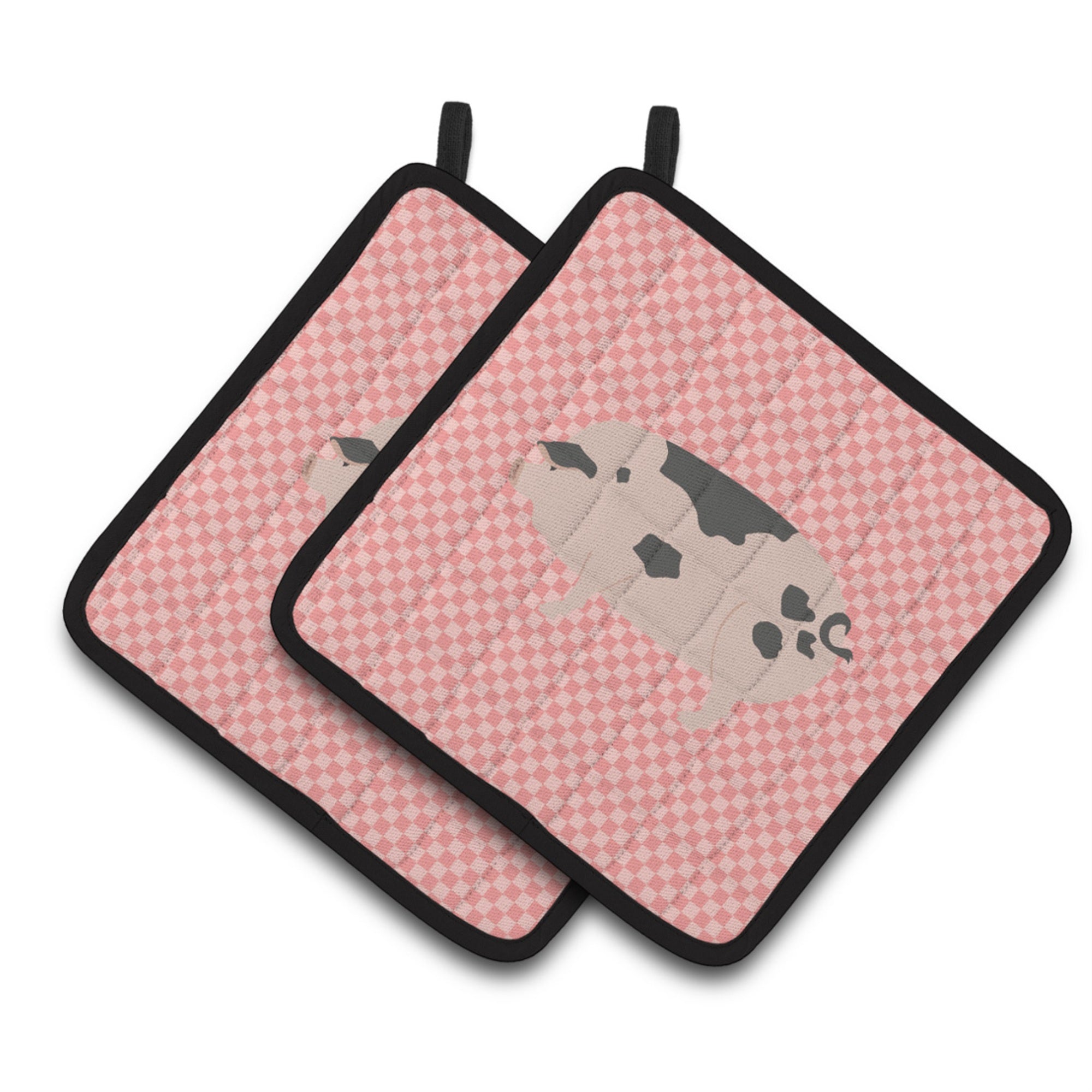 'Caroline'S Treasures Gloucester Old Spot Pig Pink Check Decorated Pot Holder, 7.5'''' X 7.5''''''