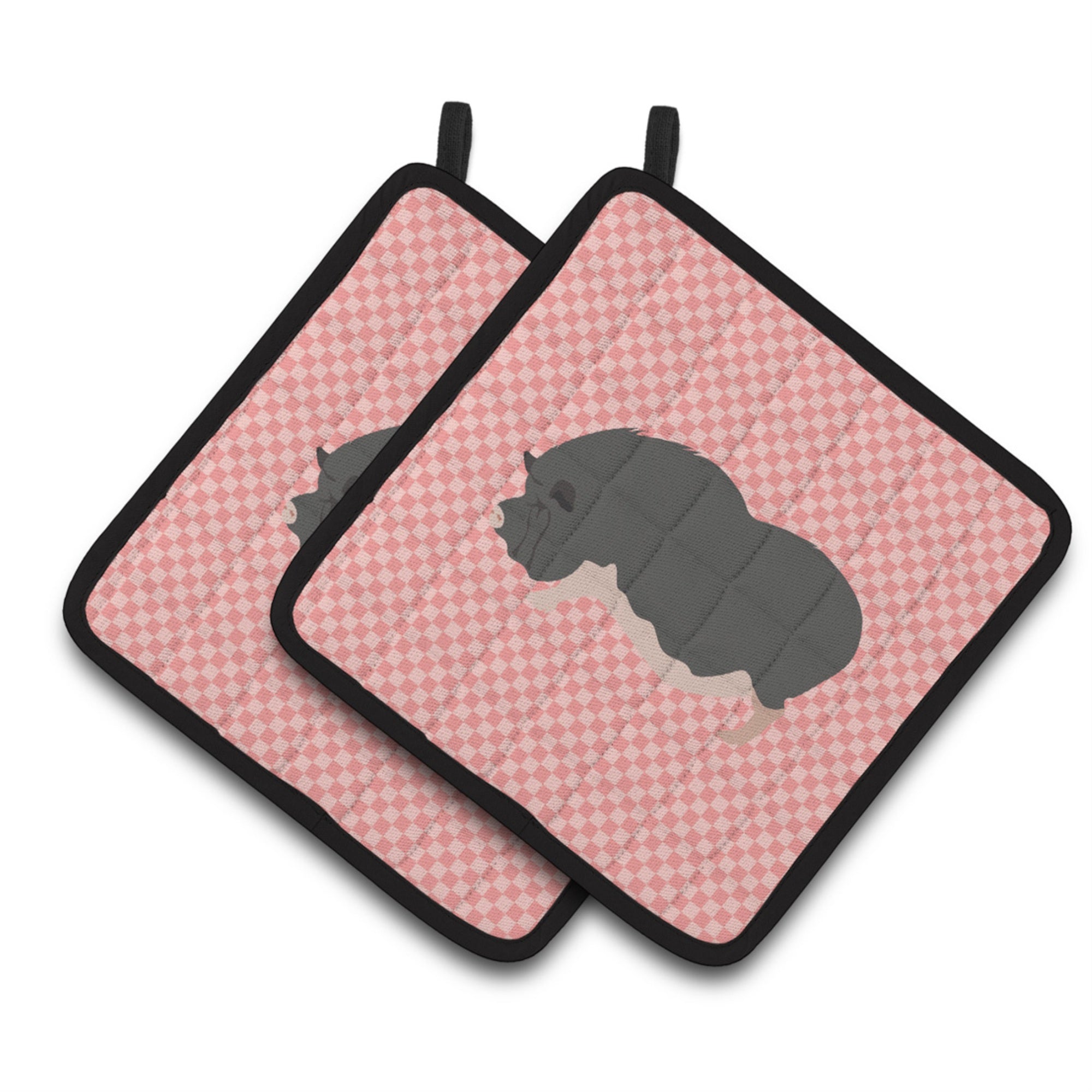 'Caroline'S Treasures Vietnamese Bellied Pig Pink Check Decorated Pot Holder, 7.5'''' X 7.5''''''