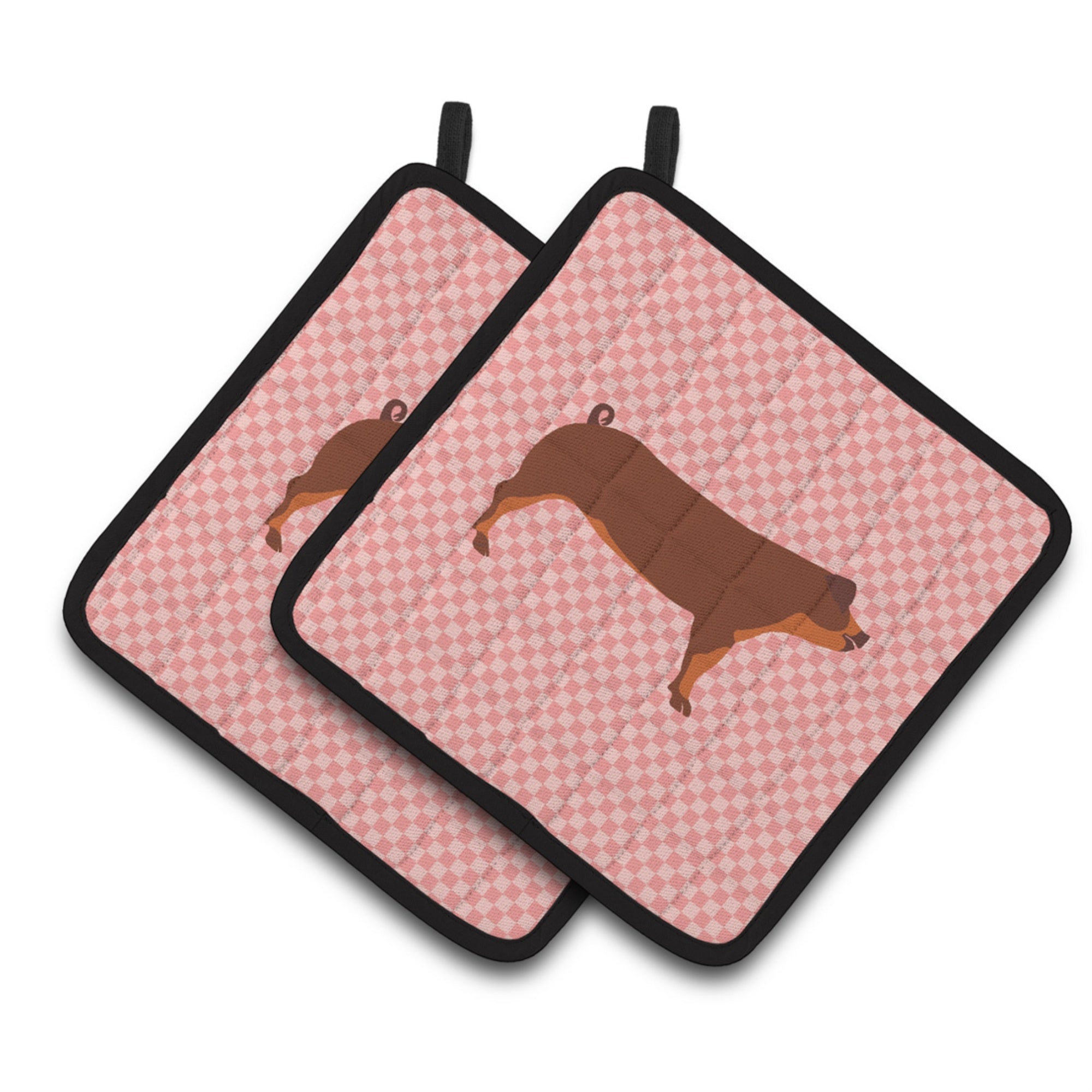 'Caroline'S Treasures Duroc Pig Pink Check Decorated Pot Holder, 7.5'''' X 7.5''''''