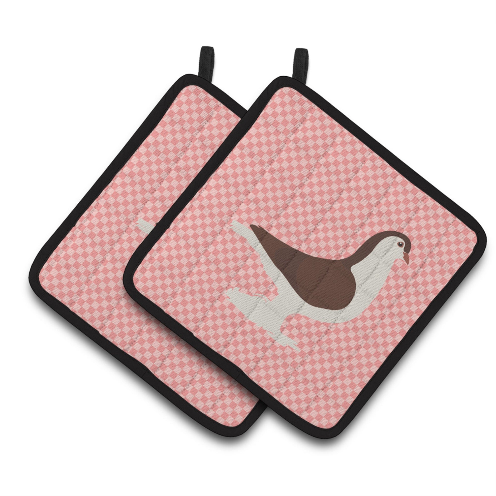 'Caroline'S Treasures Large Pigeon Pink Check Decorated Pot Holder, 7.5'''' X 7.5''''''
