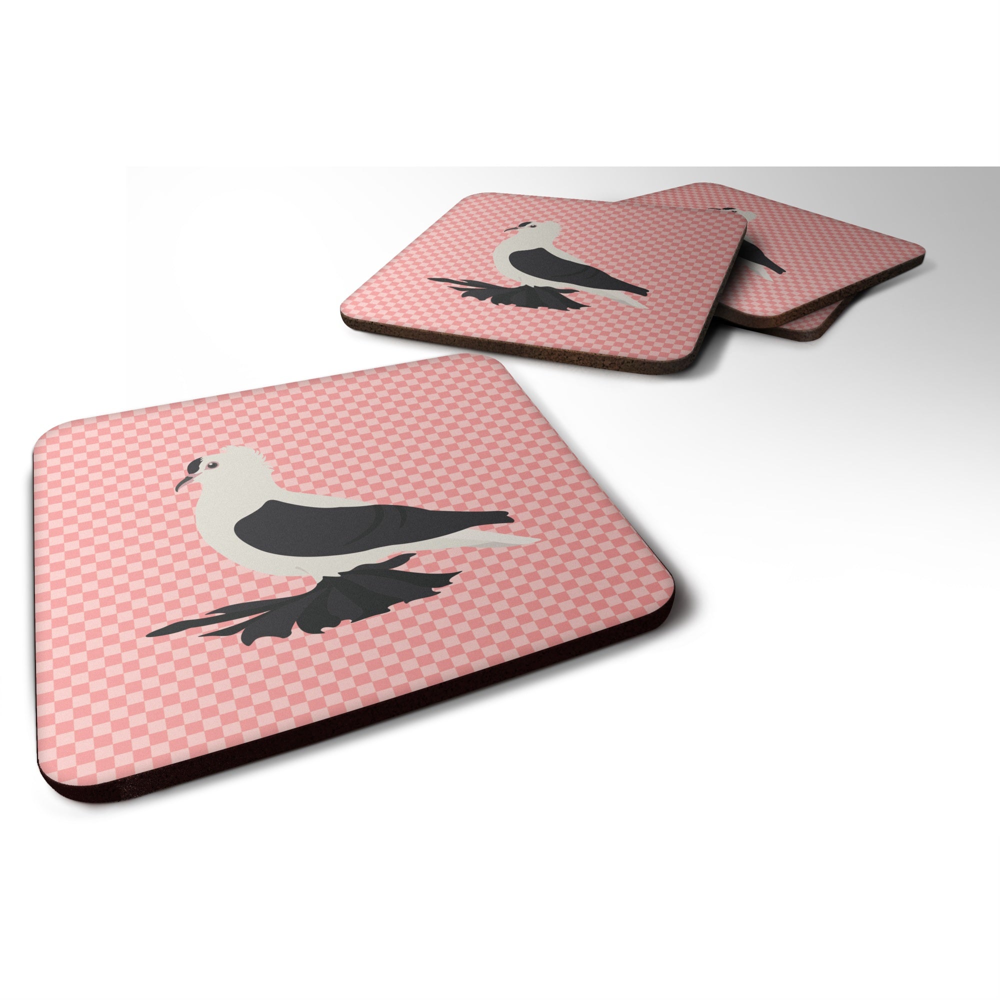 'Caroline'S Treasures Saxon Fairy Swallow Pigeon Pink Check Decorative Coasters, 3.5, Multicolor''