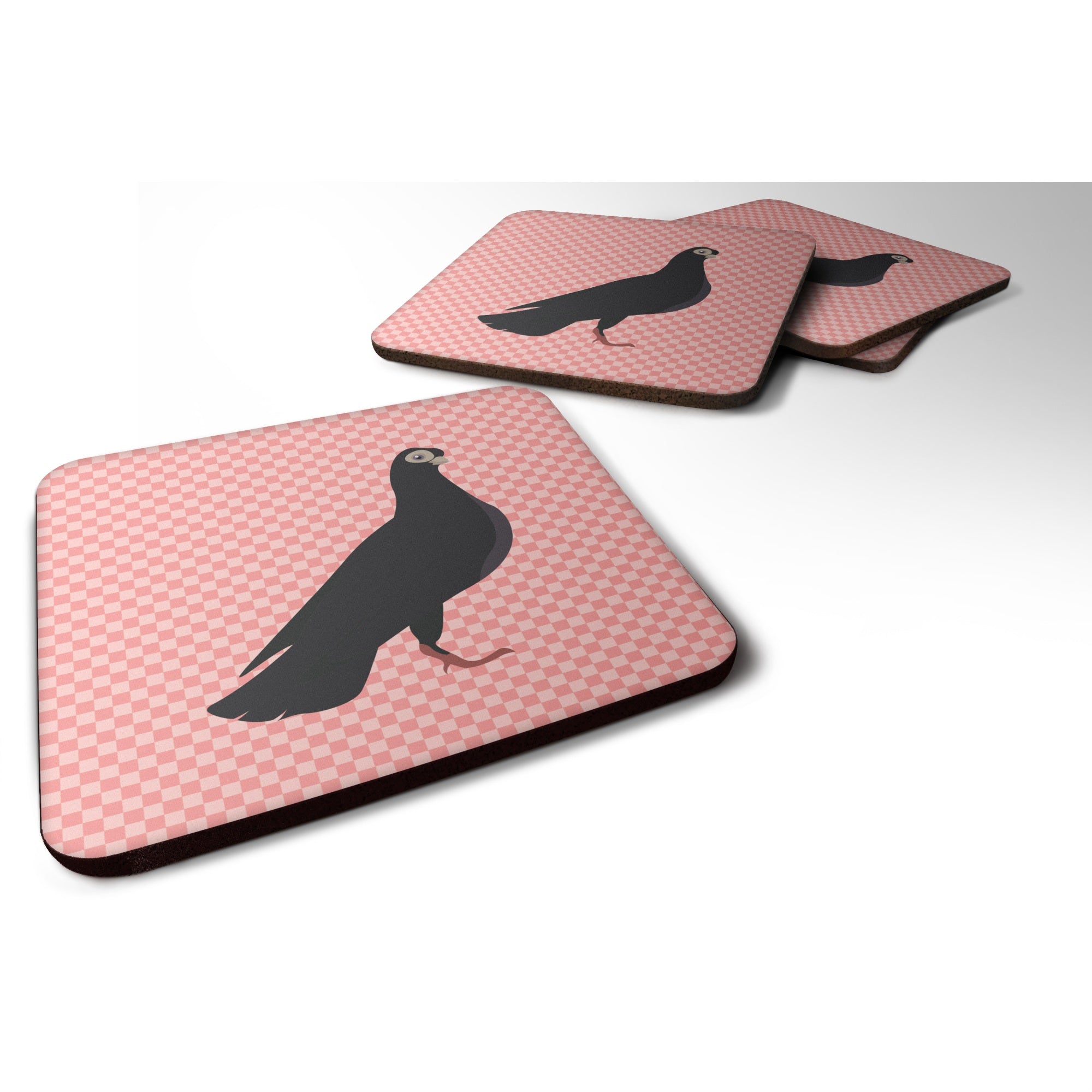 'Caroline'S Treasures Budapest Highflyer Pigeon Pink Check Decorative Coasters, 3.5, Multicolor''