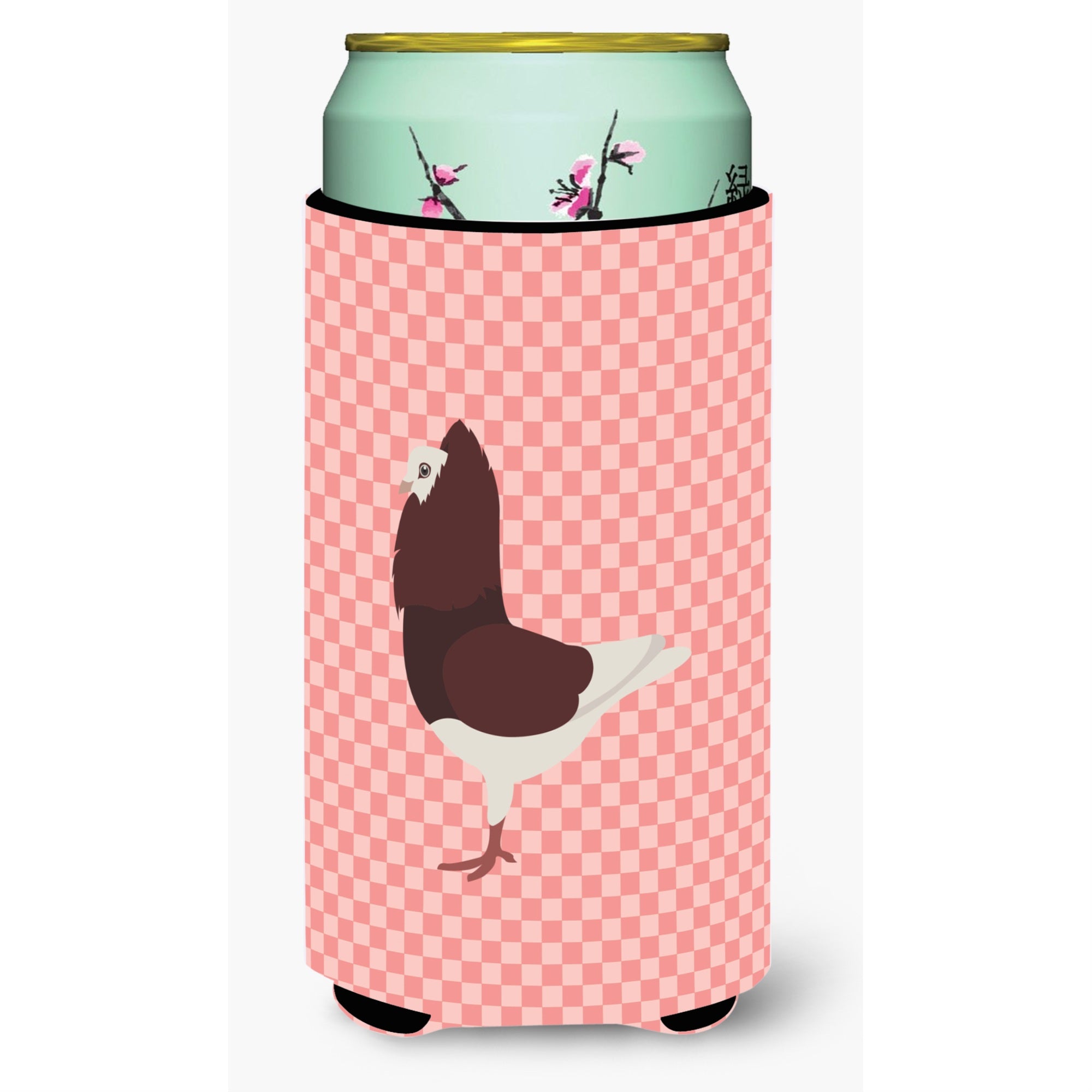 'Caroline'S Treasures Capuchin Red Pigeon Pink Check Decorative Can Hugger, Tall Boy, Multicolor''