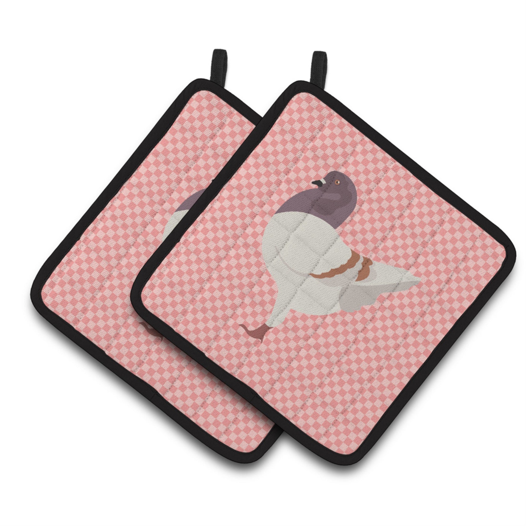 'Caroline'S Treasures German Modena Pigeon Pink Check Decorated Pot Holder, 7.5'''' X 7.5''''''
