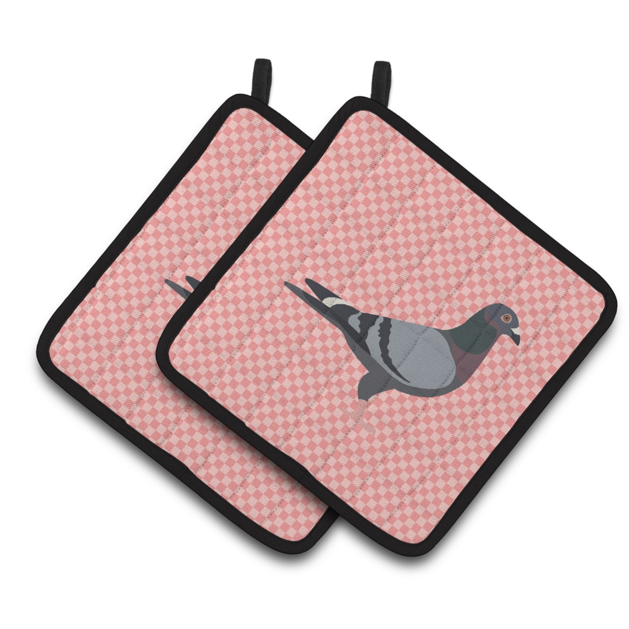 'Caroline'S Treasures Racing Pigeon Pink Check Decorated Pot Holder, 7.5'''' X 7.5''''''