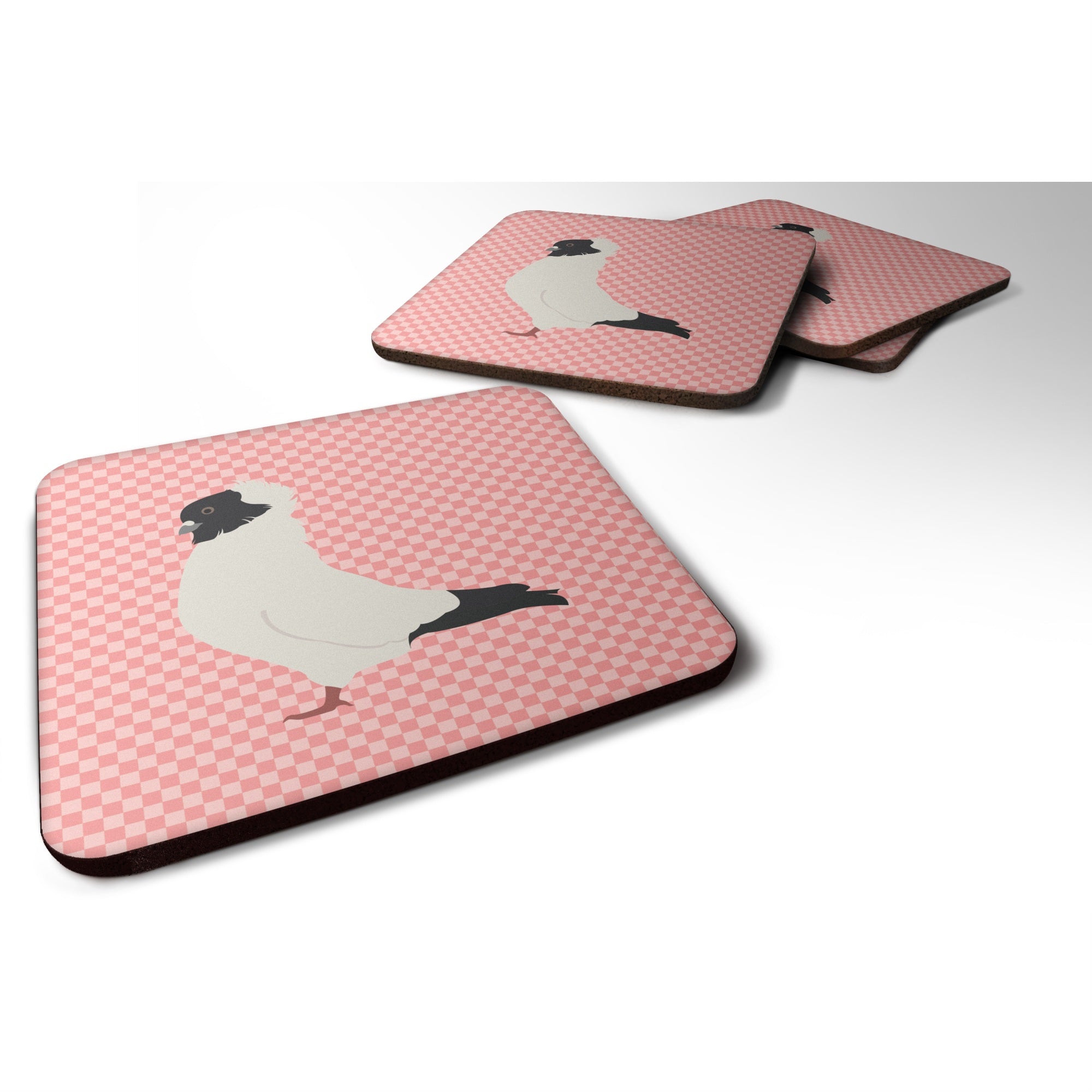 'Caroline'S Treasures Nun Pigeon Pink Check Decorative Coasters, 3.5, Multicolor''