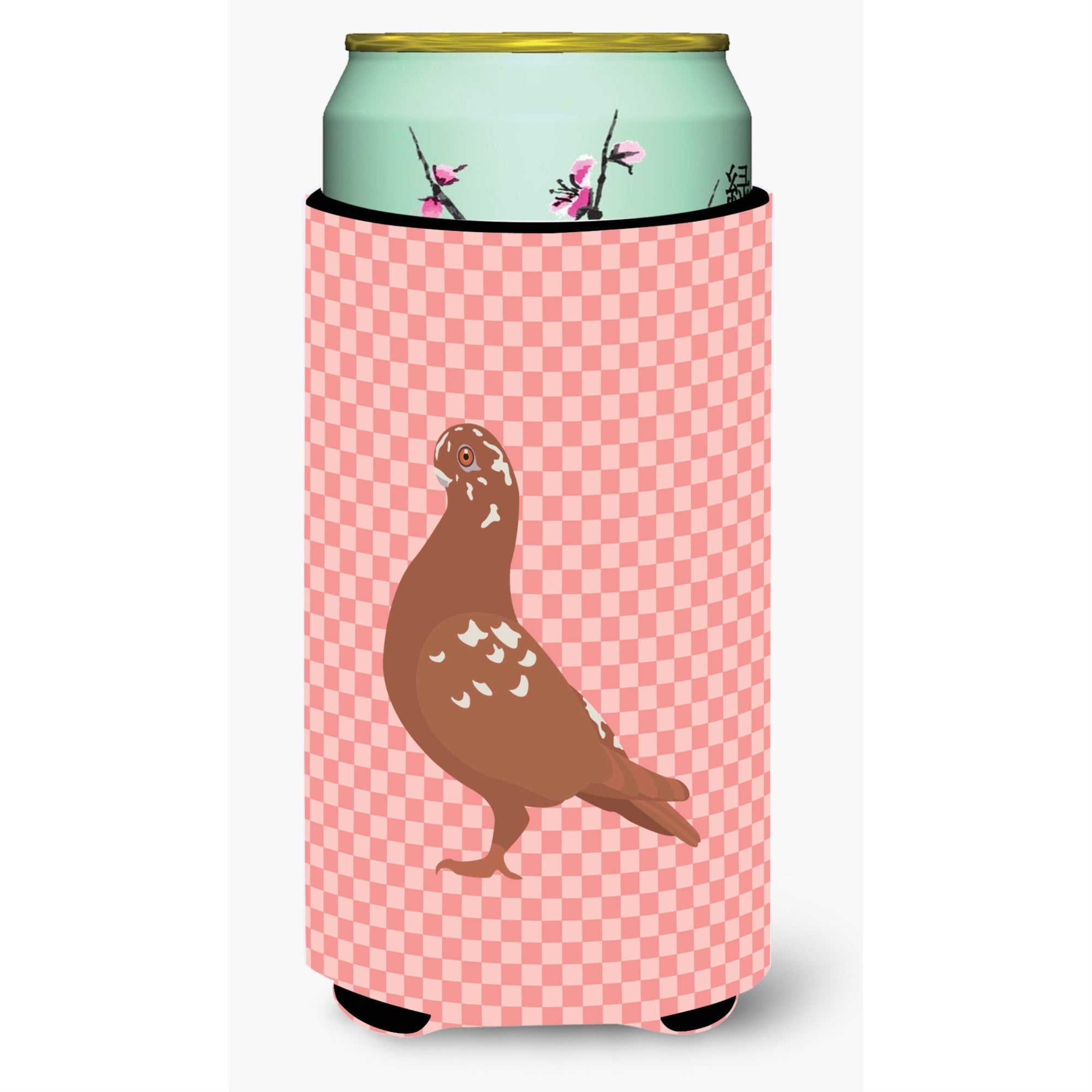 'Caroline'S Treasures African Owl Pigeon Pink Check Decorative Can Hugger, Tall Boy, Multicolor''