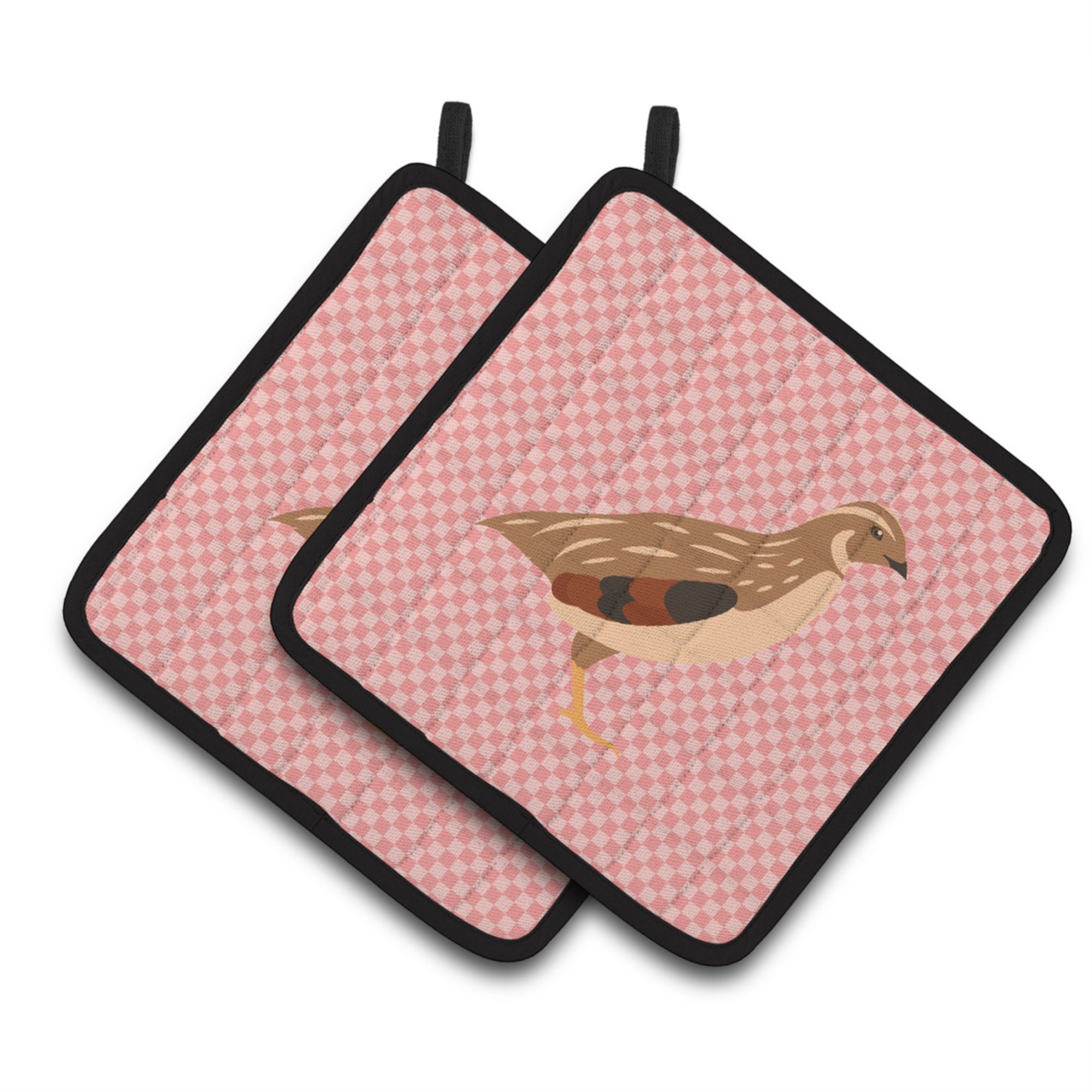 'Caroline'S Treasures Golden Phoenix Quail Pink Check Decorated Pot Holder, 7.5'''' X 7.5''''''