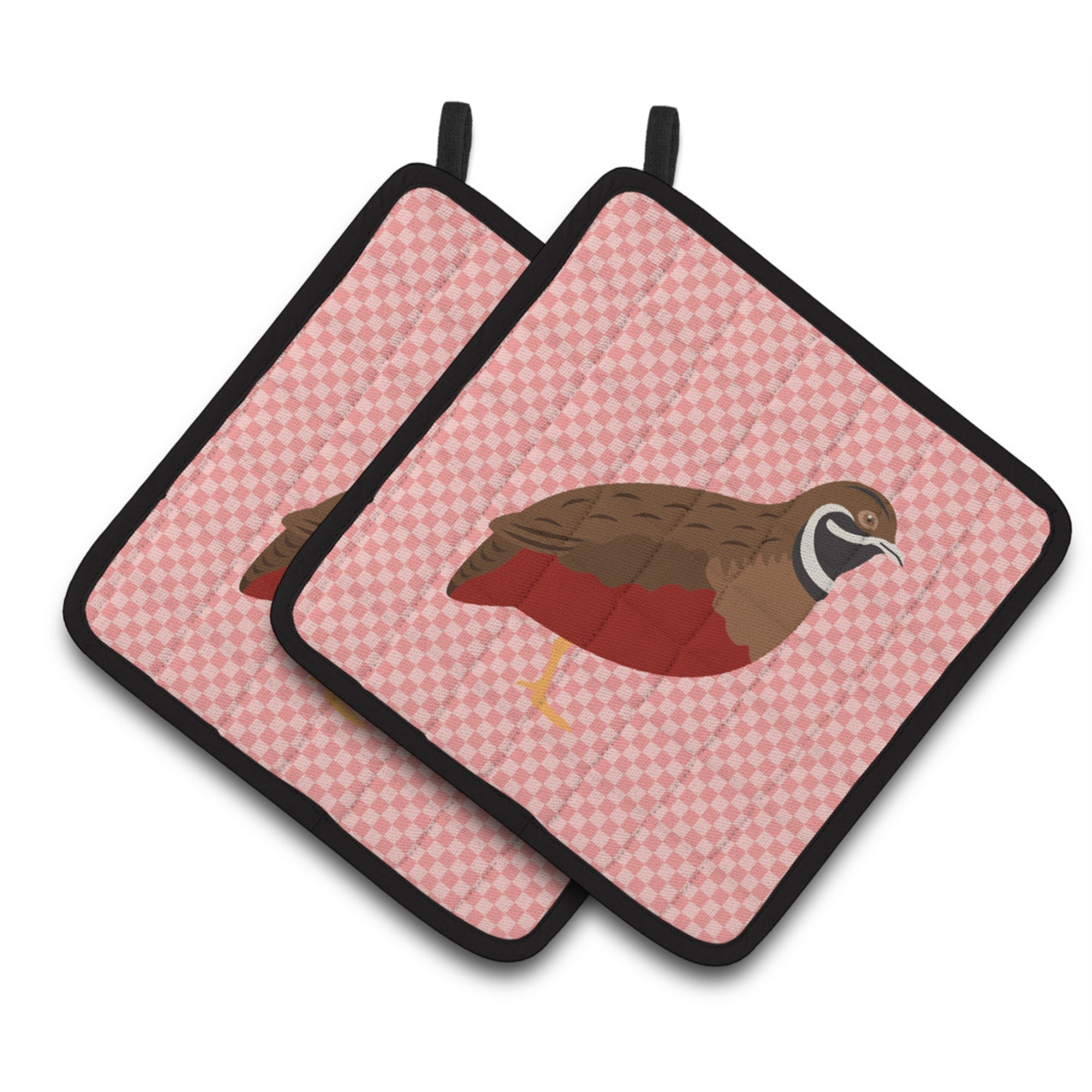 'Caroline'S Treasures Chinese Painted Or King Quail Pink Check Decorated Pot Holder, 7.5'''' X 7.5''''''