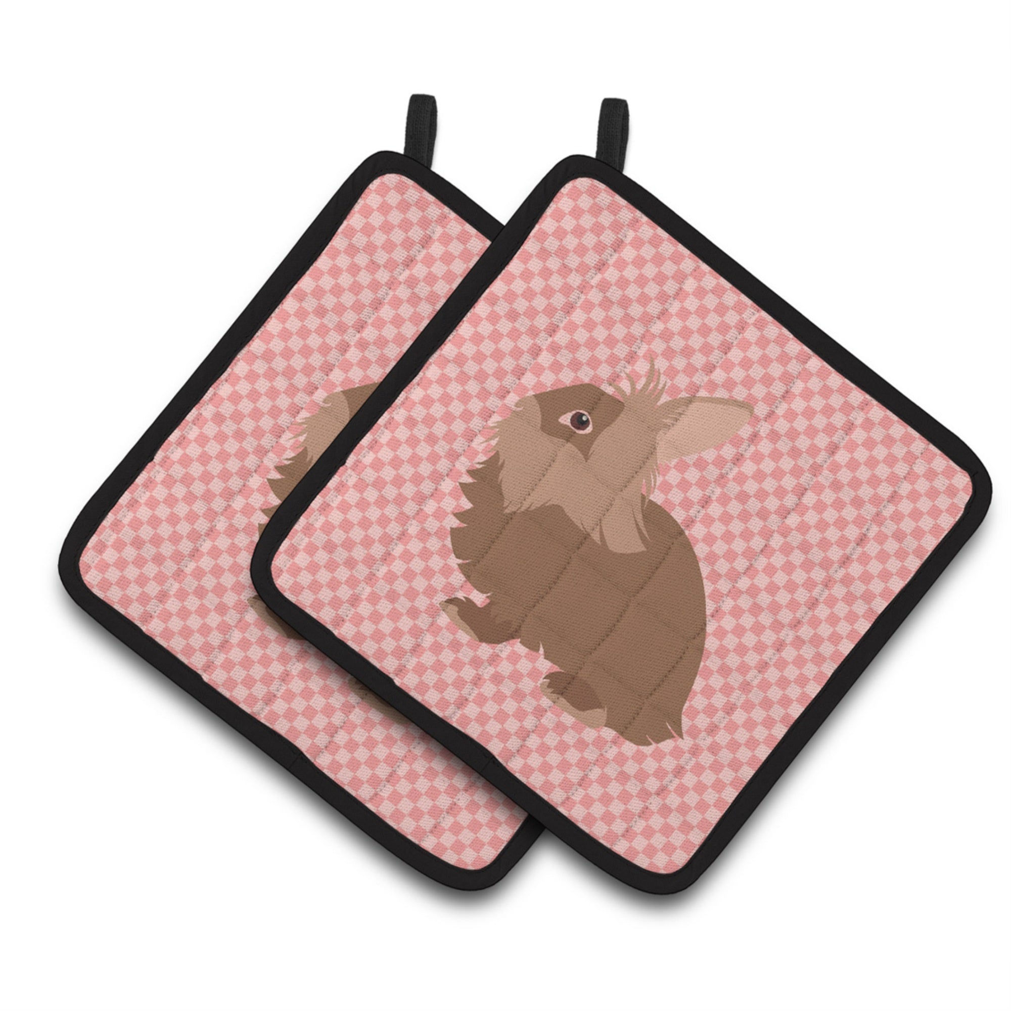 'Caroline'S Treasures Lionhead Rabbit Pink Check Decorated Pot Holder, 7.5'''' X 7.5''''''