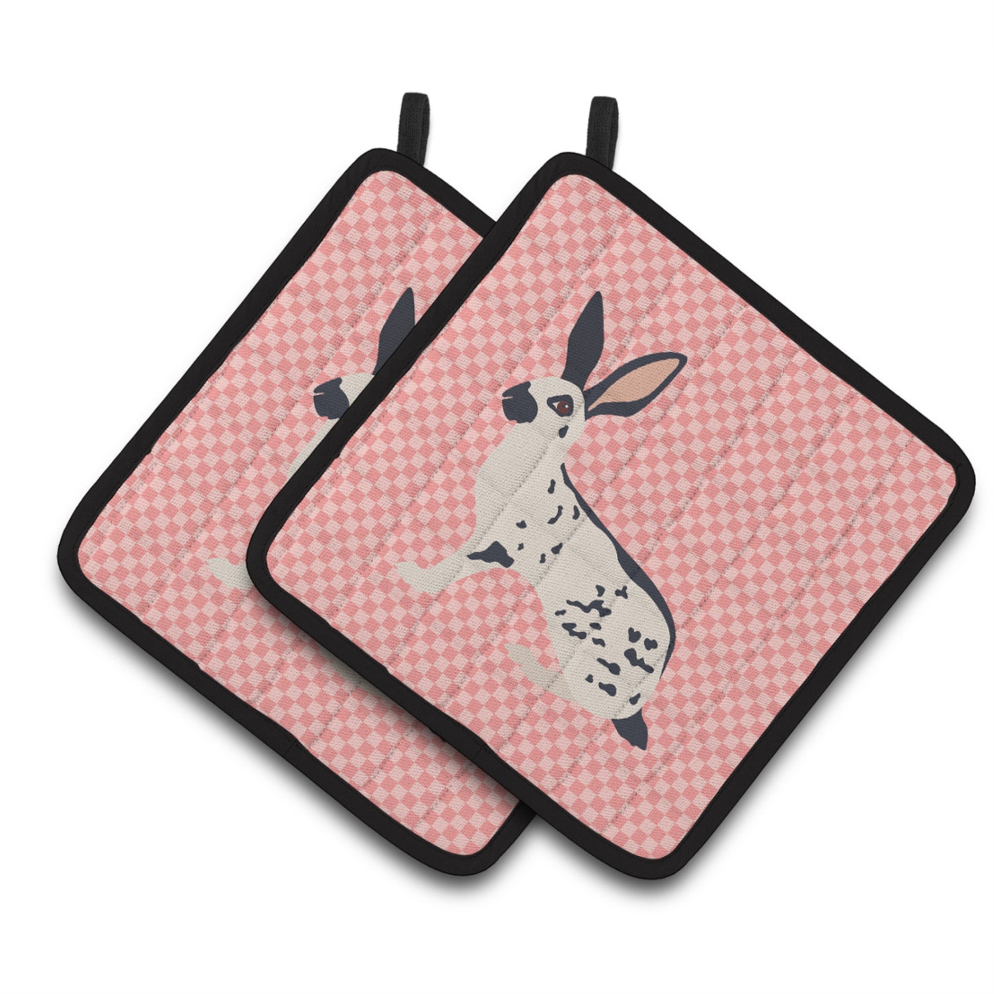 'Caroline'S Treasures English Spot Rabbit Pink Check Decorated Pot Holder, 7.5'''' X 7.5''''''