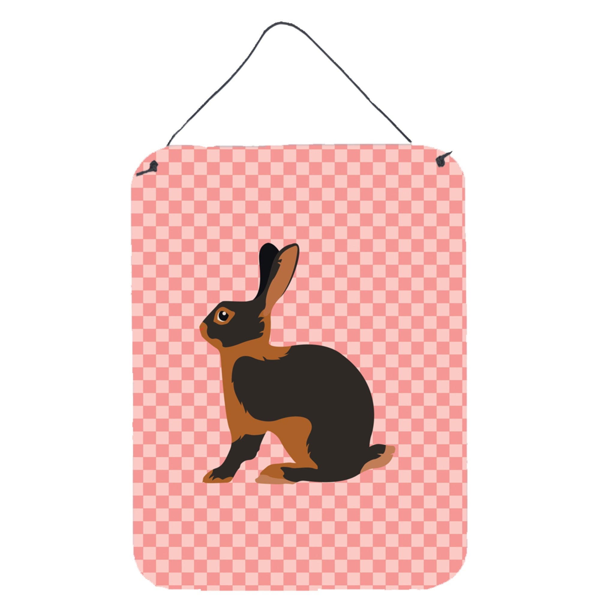 'Caroline'S Treasures Tan Rabbit Pink Check Metal Print, 16Hx12W, Multicolor''