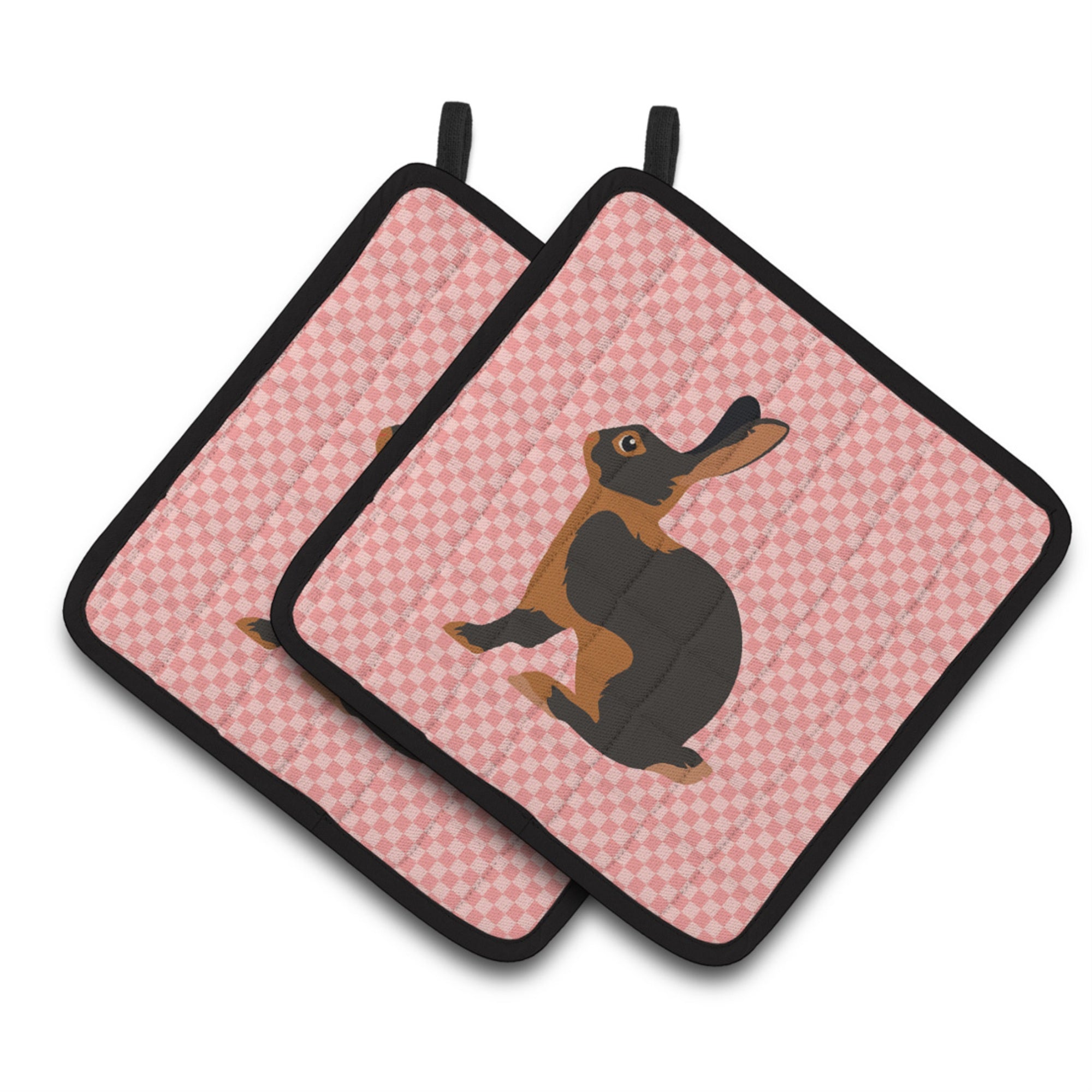 'Caroline'S Treasures Tan Rabbit Pink Check Decorated Pot Holder, 7.5'''' X 7.5''''''