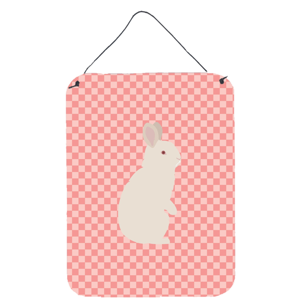 'Caroline'S Treasures New Zealand White Rabbit Pink Check Metal Print, 16Hx12W, Multicolor''