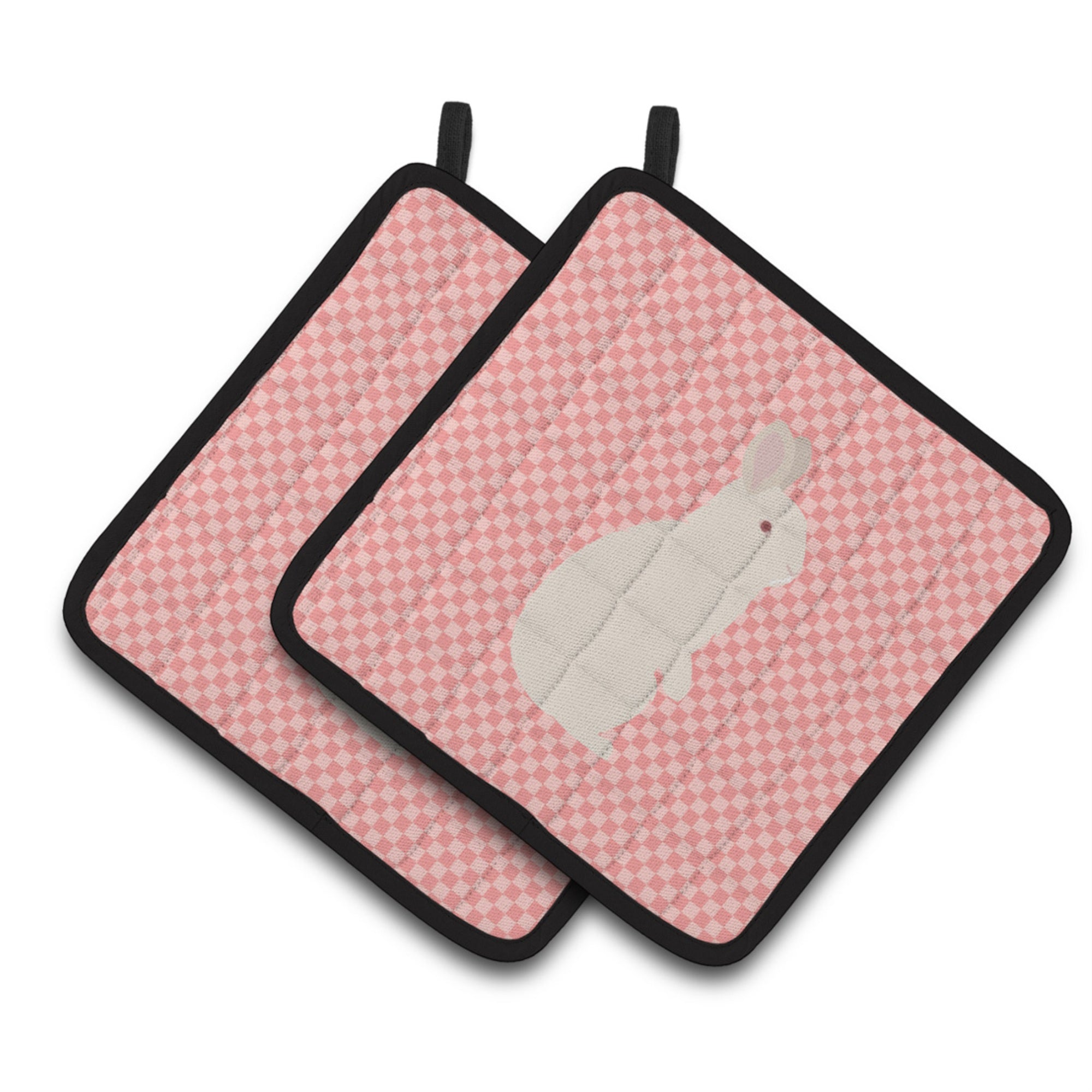 'Caroline'S Treasures New Zealand White Rabbit Pink Check Decorated Pot Holder, 7.5'''' X 7.5''''''