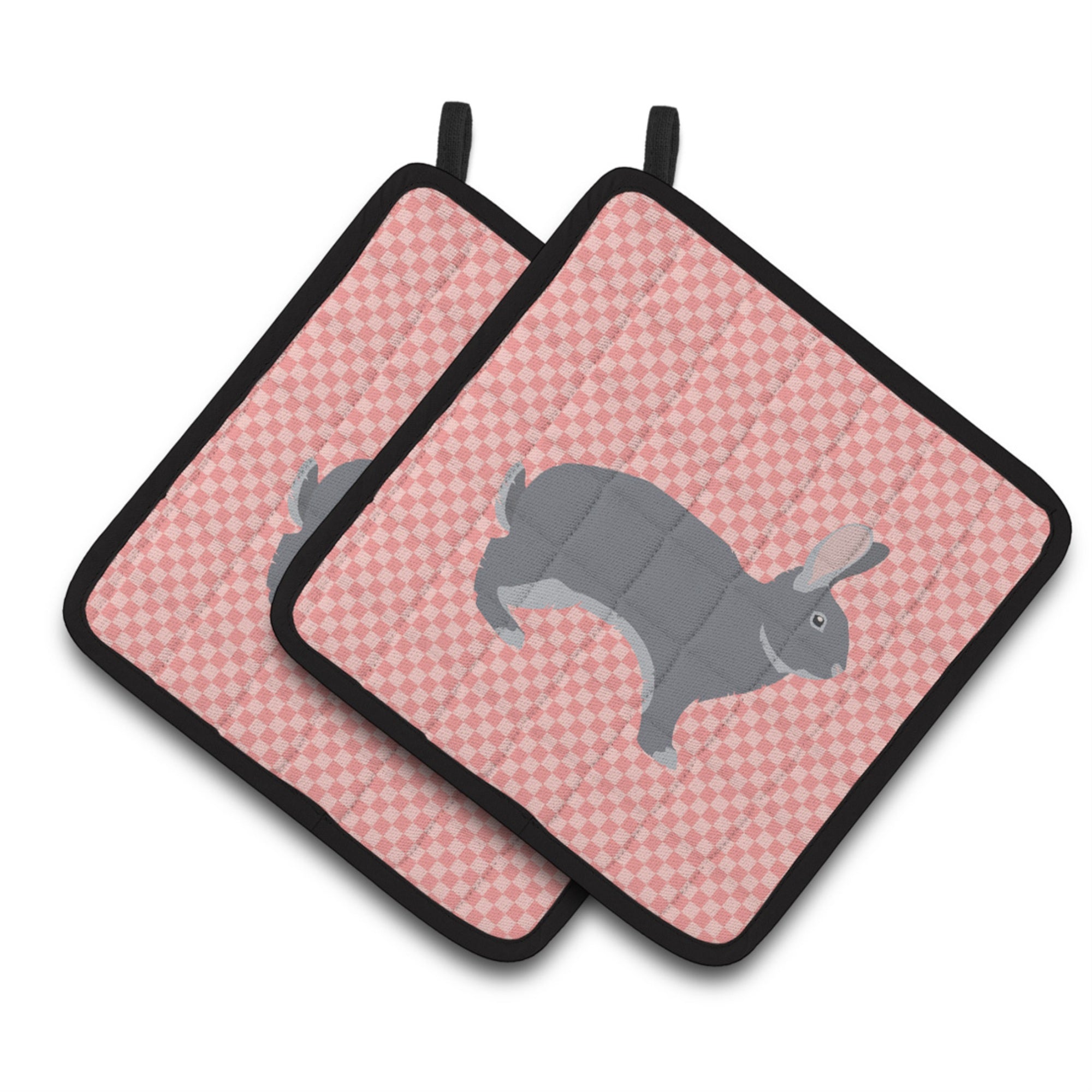 'Caroline'S Treasures Giant Chinchilla Rabbit Pink Check Decorated Pot Holder, 7.5'''' X 7.5''''''