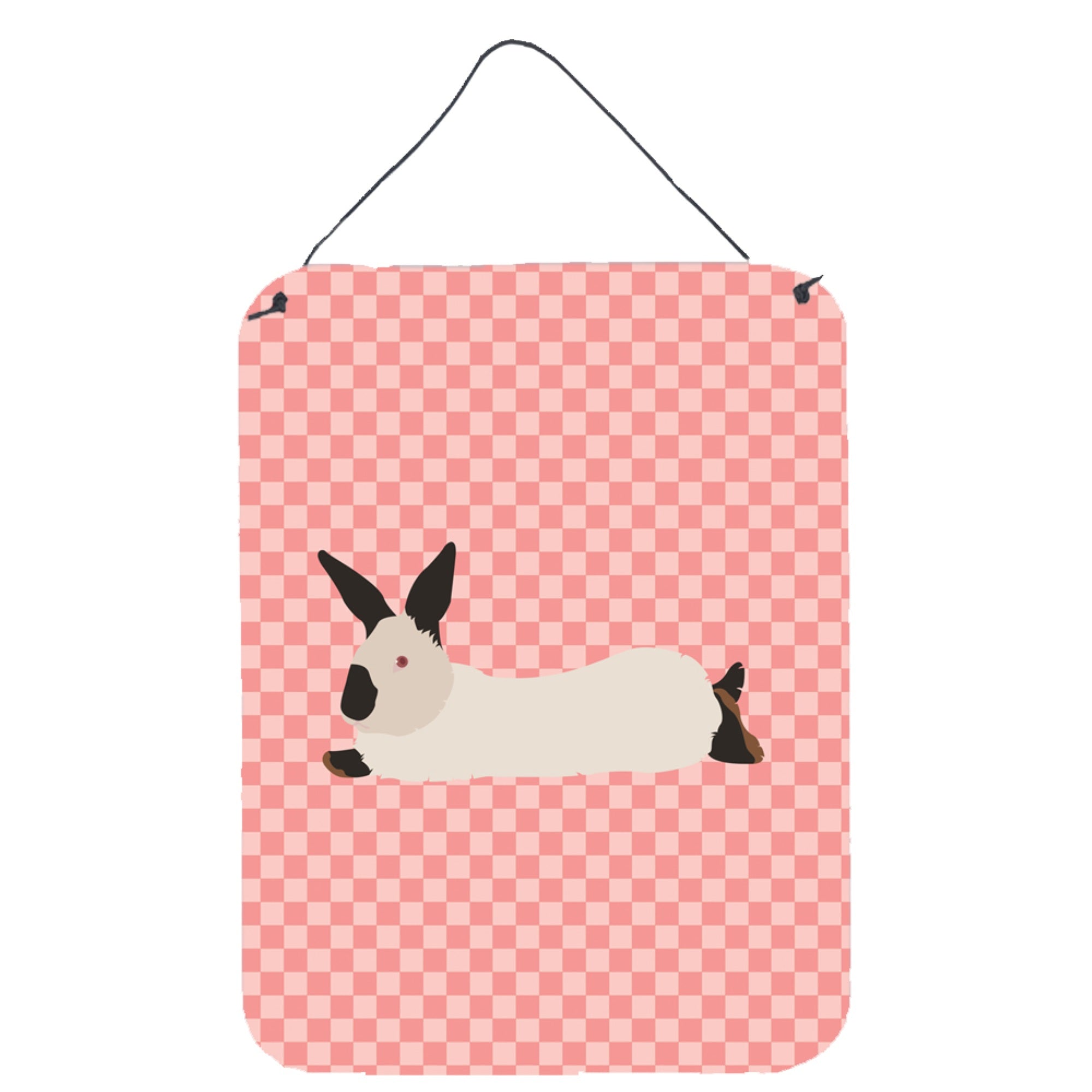 'Caroline'S Treasures California White Rabbit Pink Check Metal Print, 16Hx12W, Multicolor''