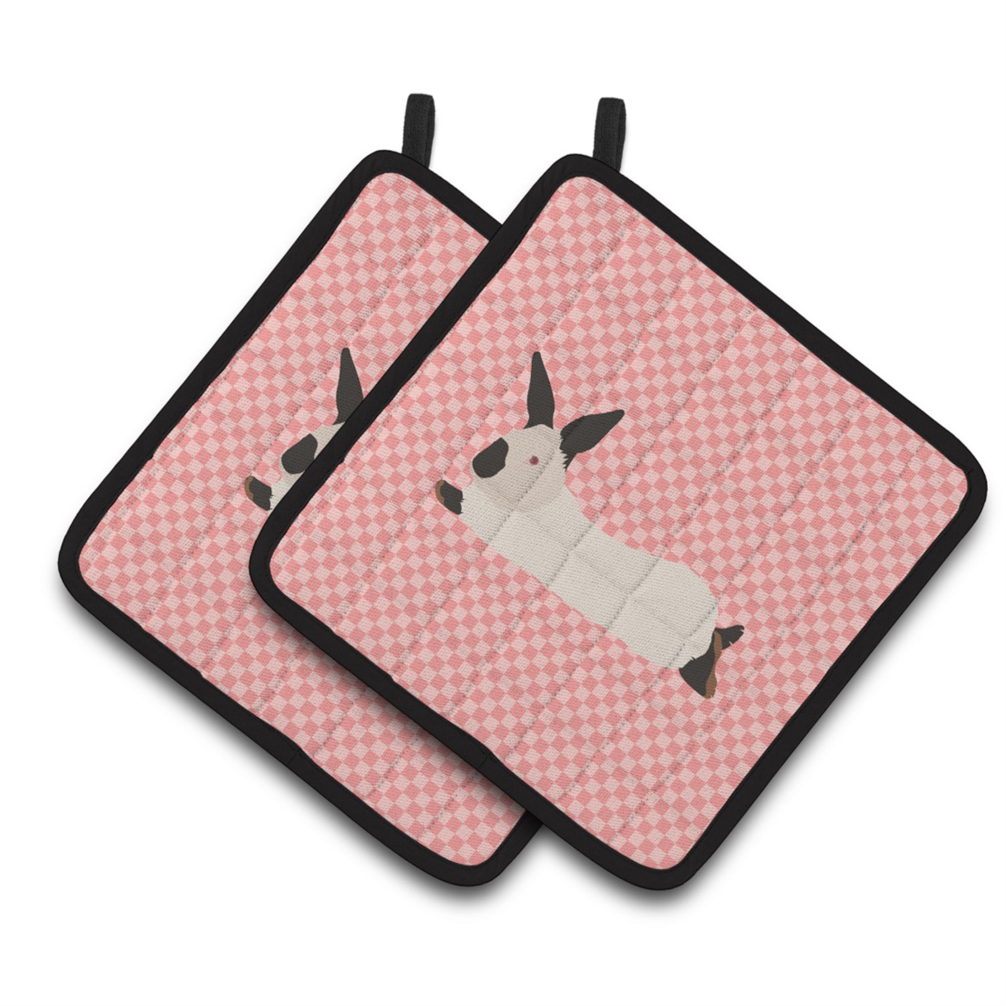 'Caroline'S Treasures California White Rabbit Pink Check Decorated Pot Holder, 7.5'''' X 7.5''''''