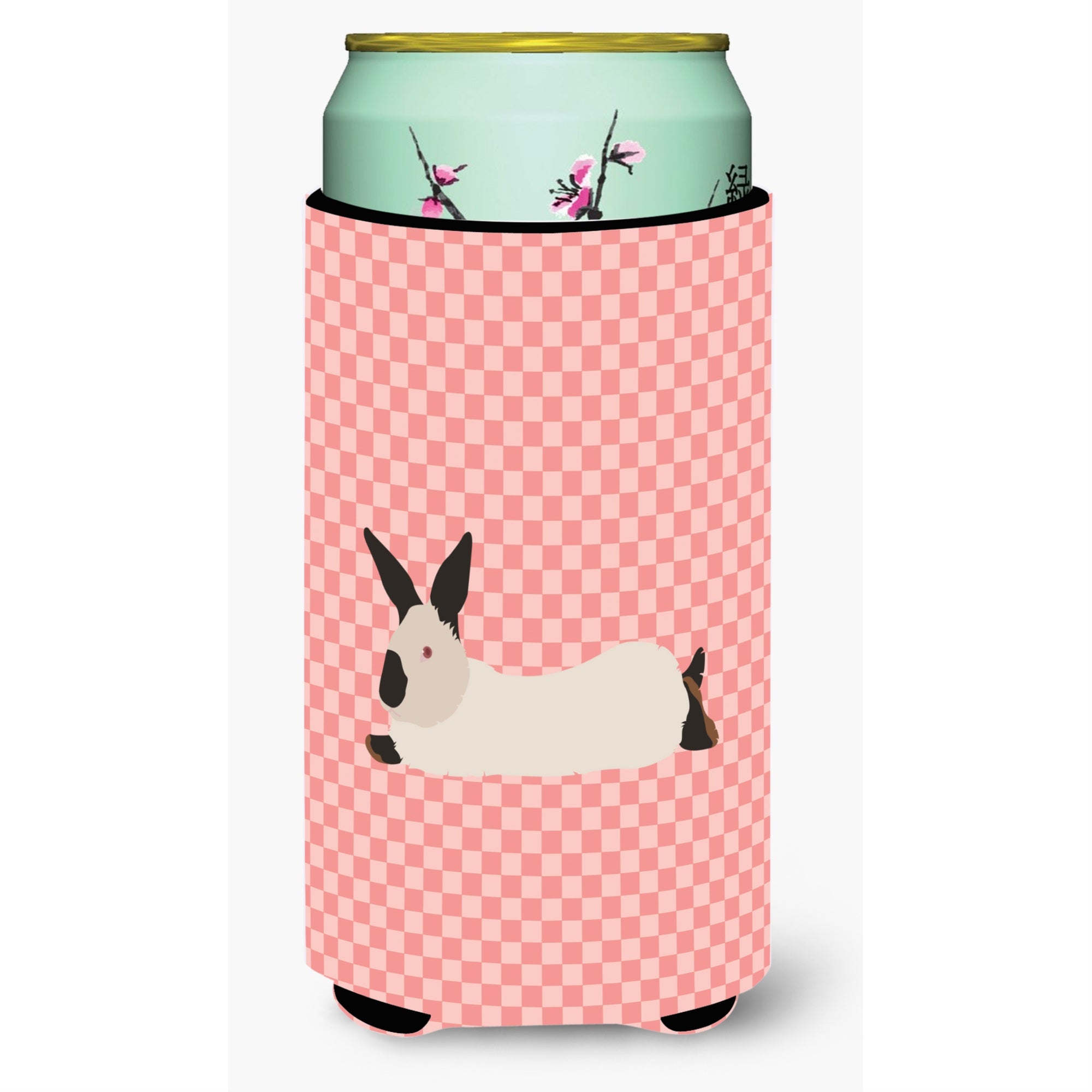 'Caroline'S Treasures California White Rabbit Pink Check Decorative Can Hugger, Tall Boy, Multicolor''