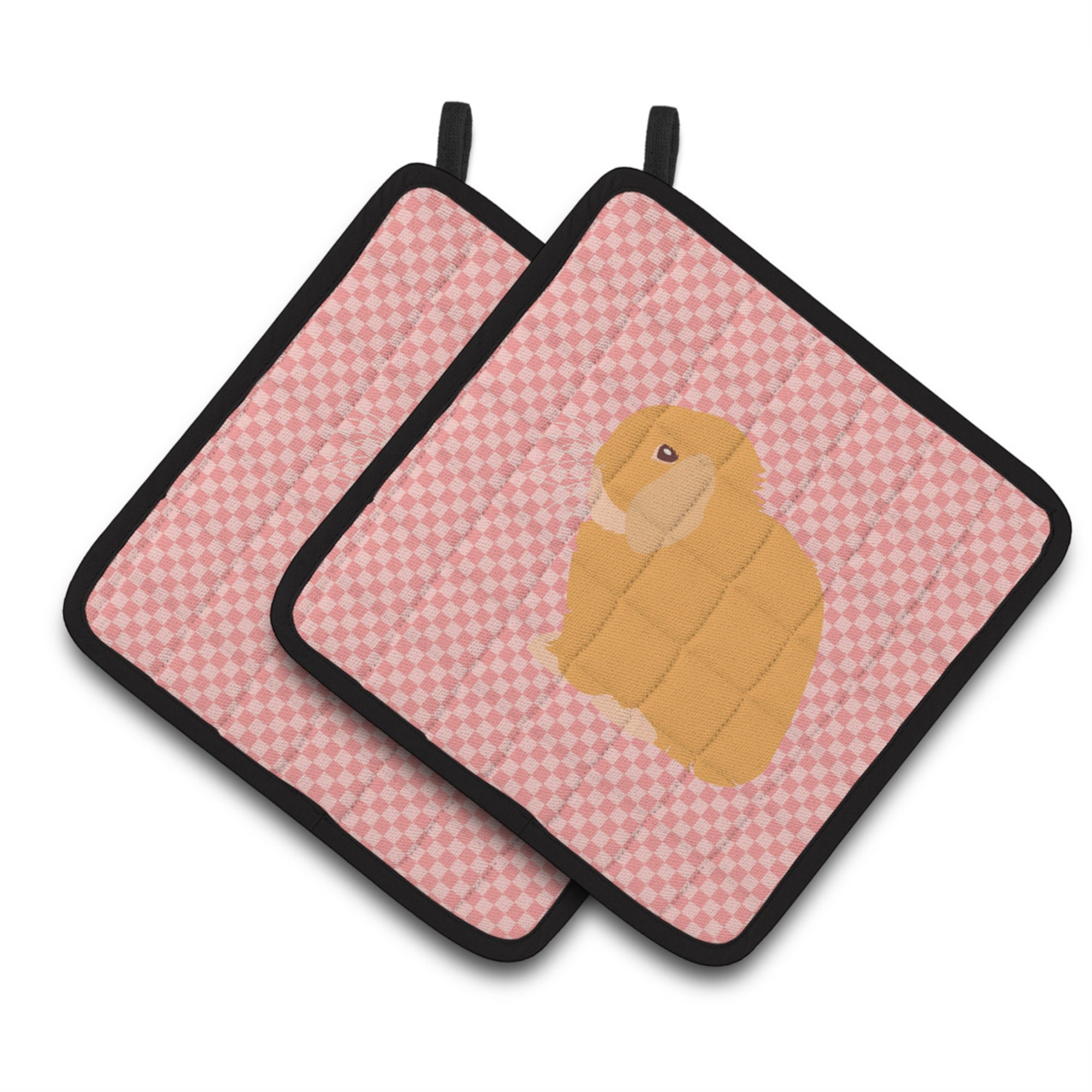 'Caroline'S Treasures Holland Lop Rabbit Pink Check Decorated Pot Holder, 7.5'''' X 7.5''''''