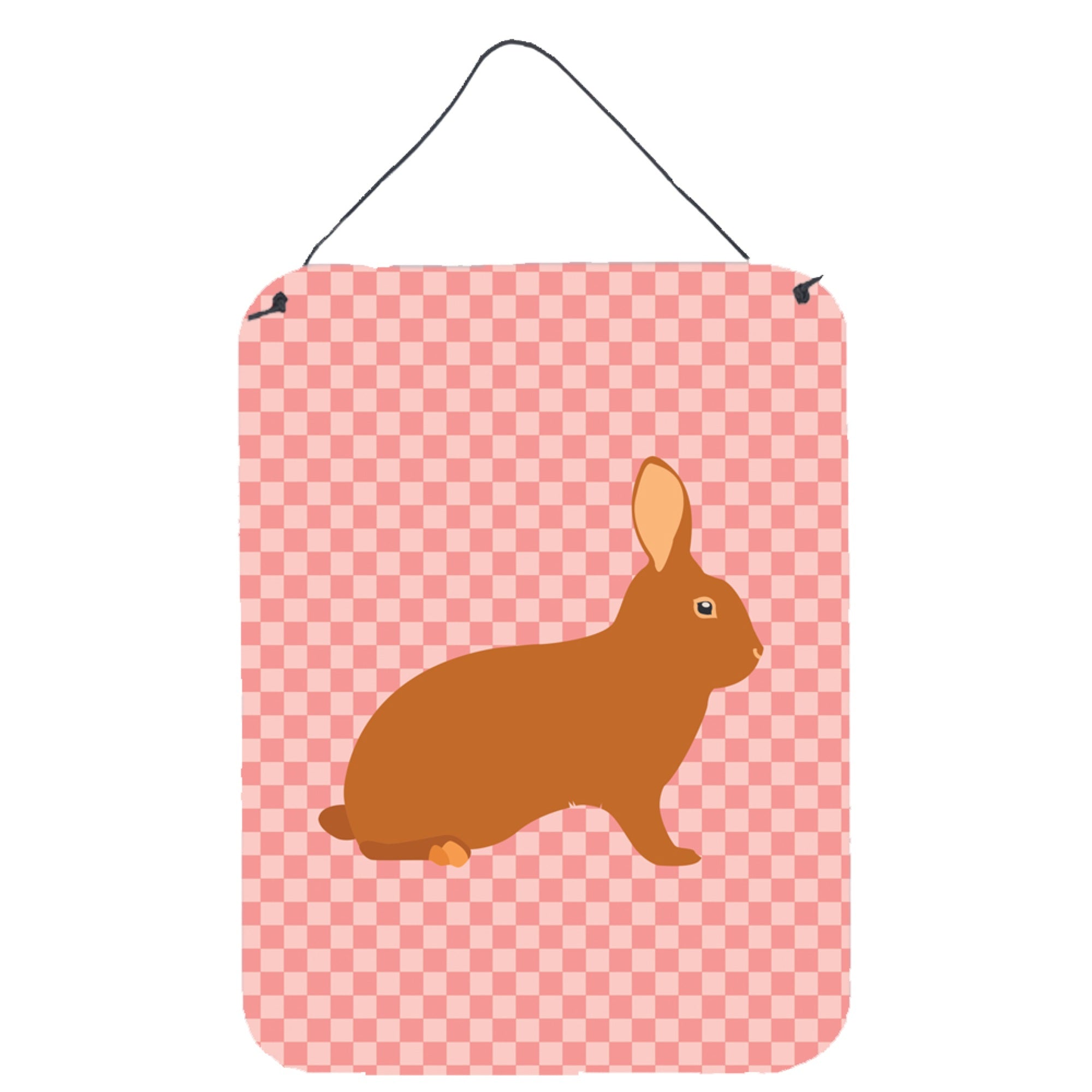 'Caroline'S Treasures Rex Rabbit Pink Check Metal Print, 16Hx12W, Multicolor''