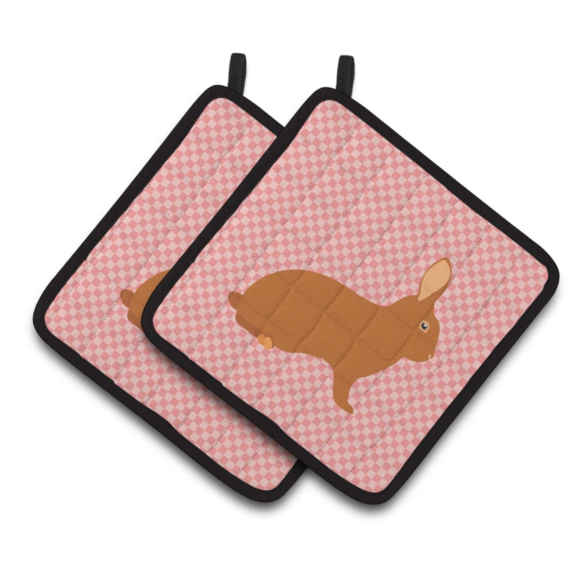 'Caroline'S Treasures Rex Rabbit Pink Check Decorated Pot Holder, 7.5'''' X 7.5''''''