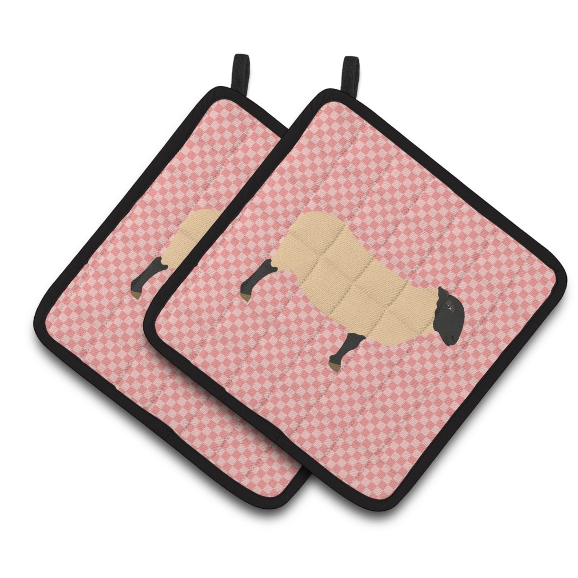 'Caroline'S Treasures Suffolk Sheep Pink Check Decorated Pot Holder, 7.5'''' X 7.5''''''