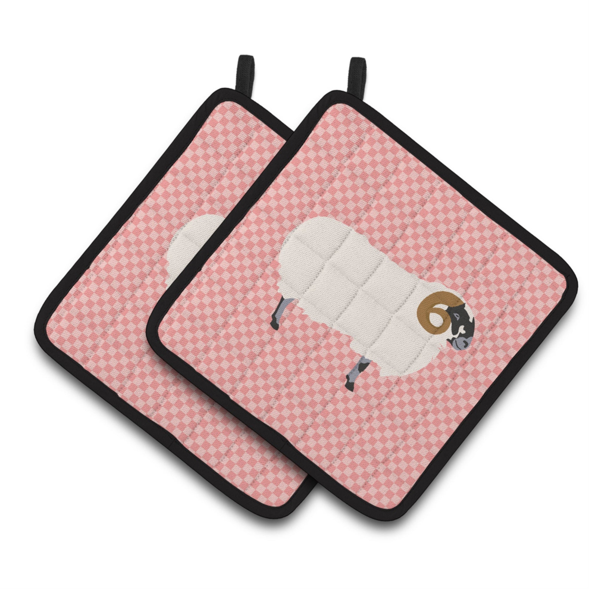 'Caroline'S Treasures Scottish Blackface Sheep Pink Check Decorated Pot Holder, 7.5'''' X 7.5''''''