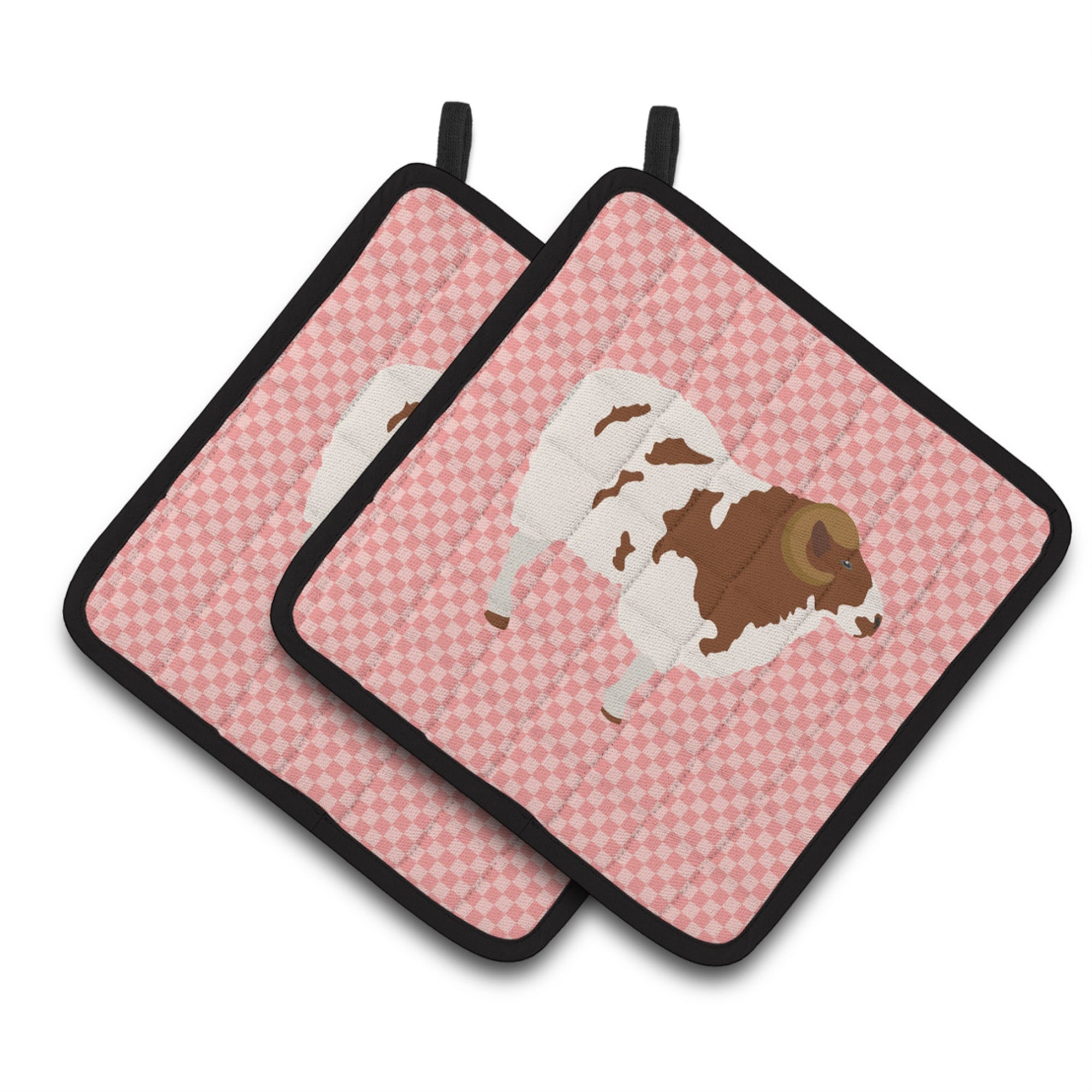 'Caroline'S Treasures Jacob Sheep Pink Check Decorated Pot Holder, 7.5'''' X 7.5''''''