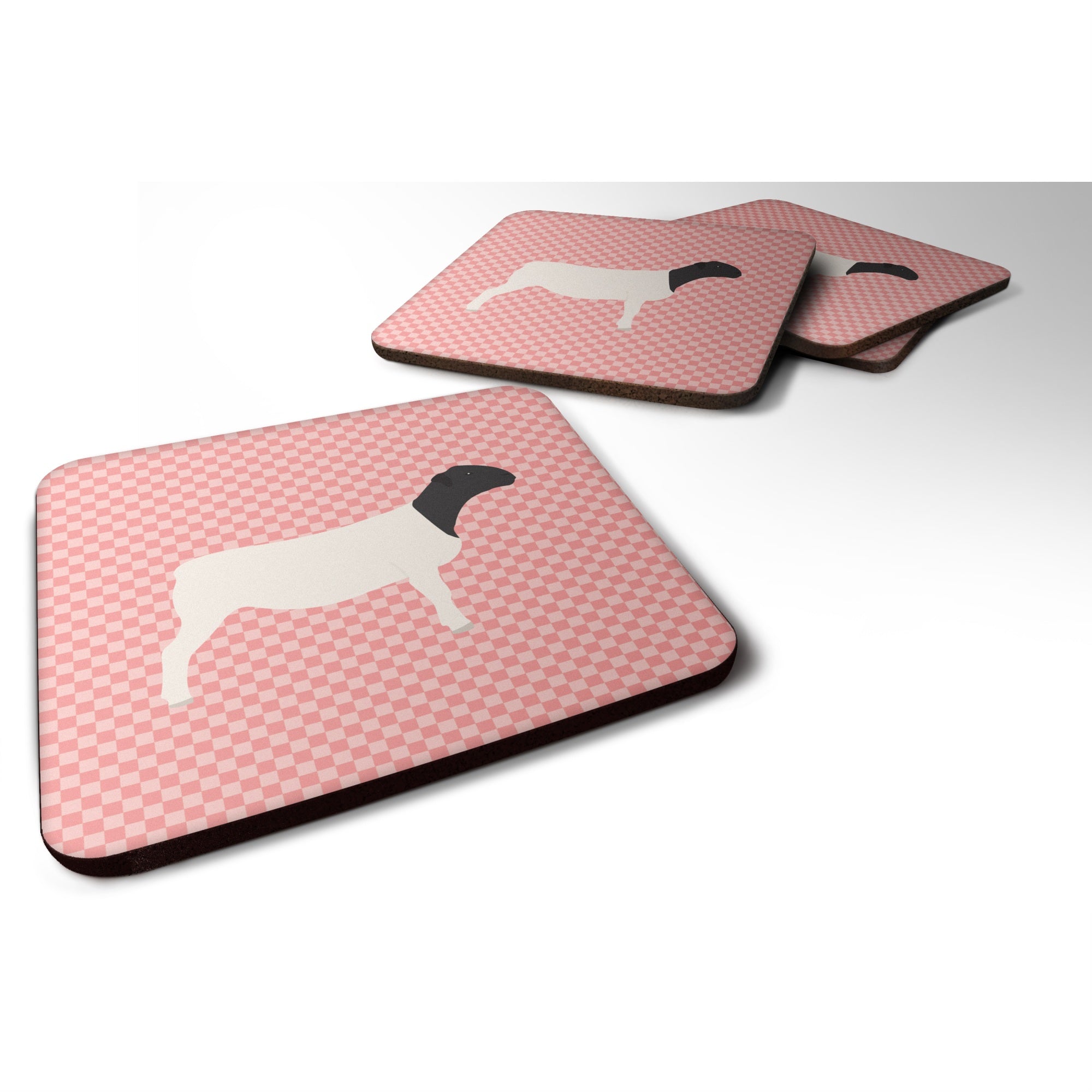 'Caroline'S Treasures Dorper Sheep Pink Check Decorative Coasters, 3.5, Multicolor''