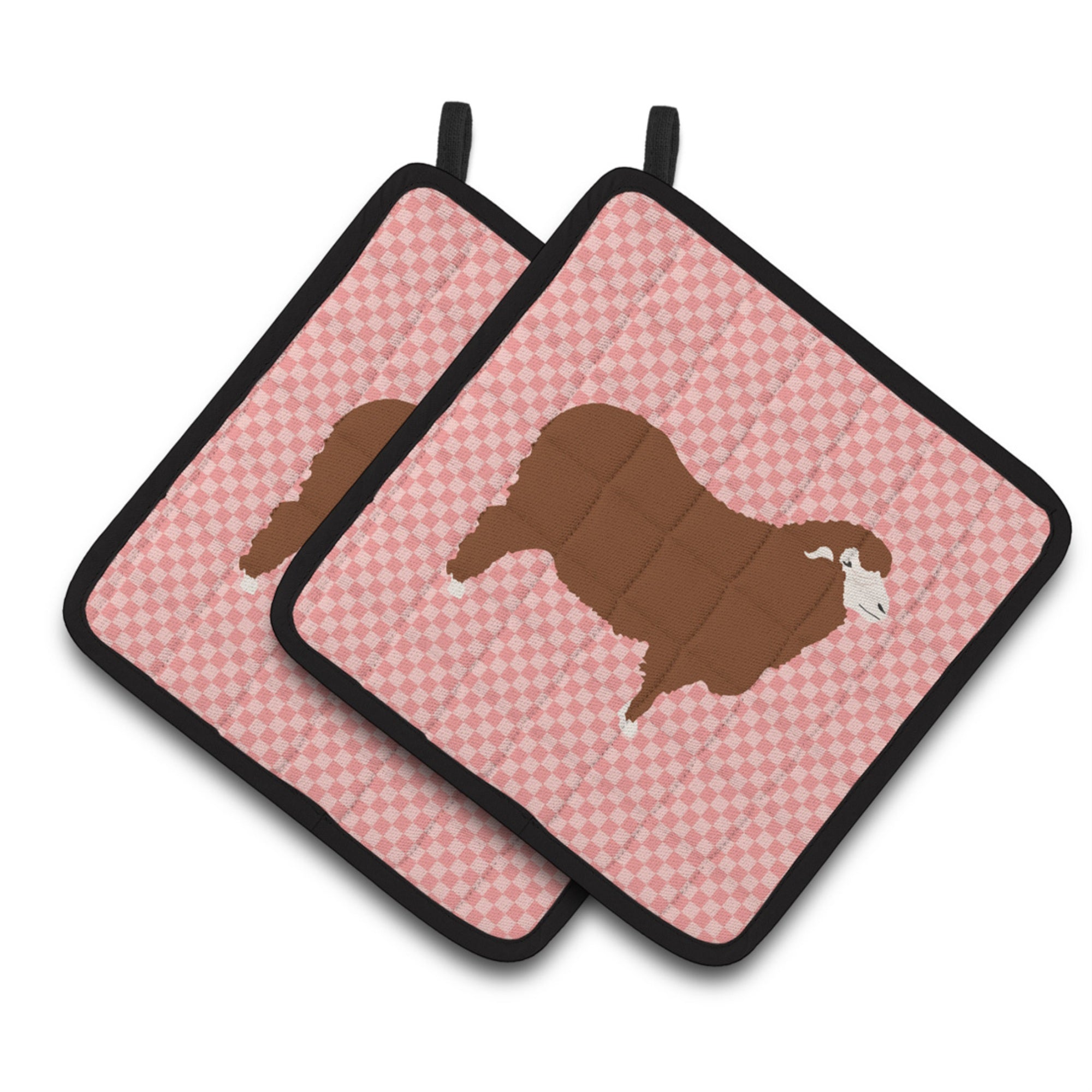 'Caroline'S Treasures Merino Sheep Pink Check Decorated Pot Holder, 7.5'''' X 7.5''''''