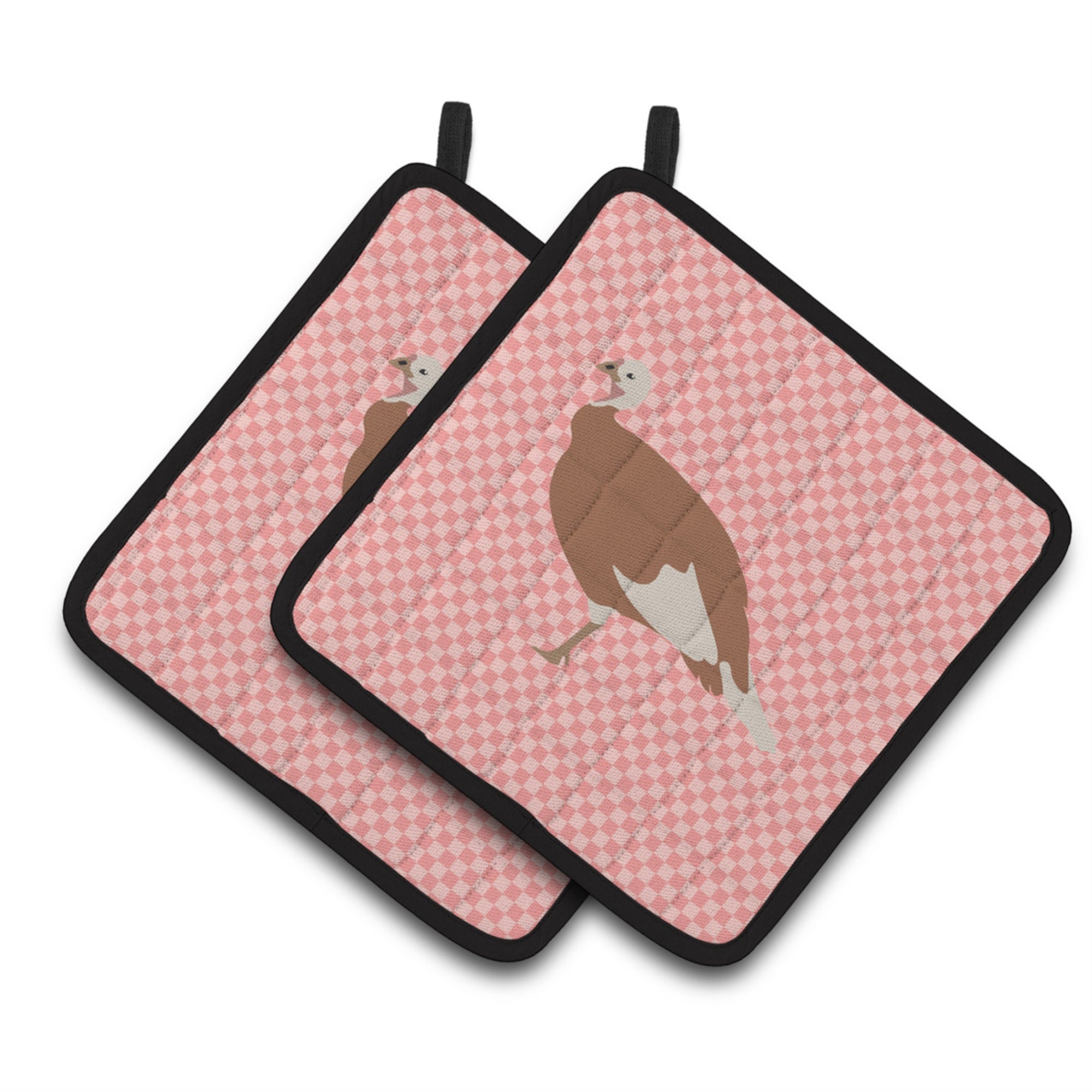'Caroline'S Treasures Jersey Buff Turkey Hen Pink Check Decorated Pot Holder, 7.5'''' X 7.5''''''