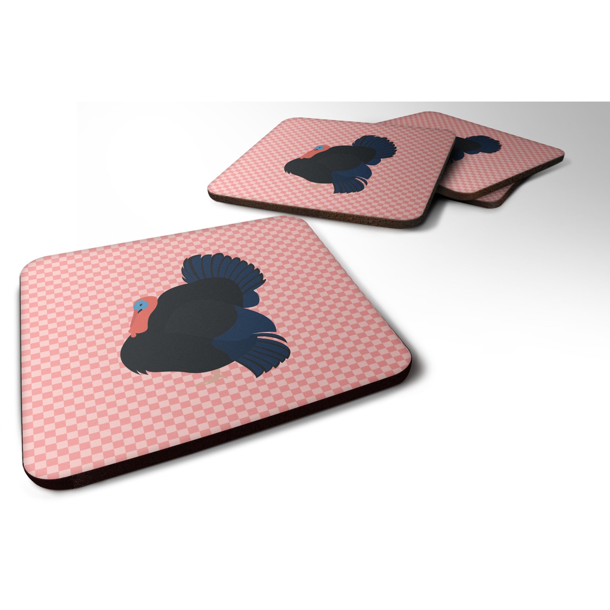 'Caroline'S Treasures Norfolk Black Turkey Pink Check Decorative Coasters, 3.5, Multicolor''
