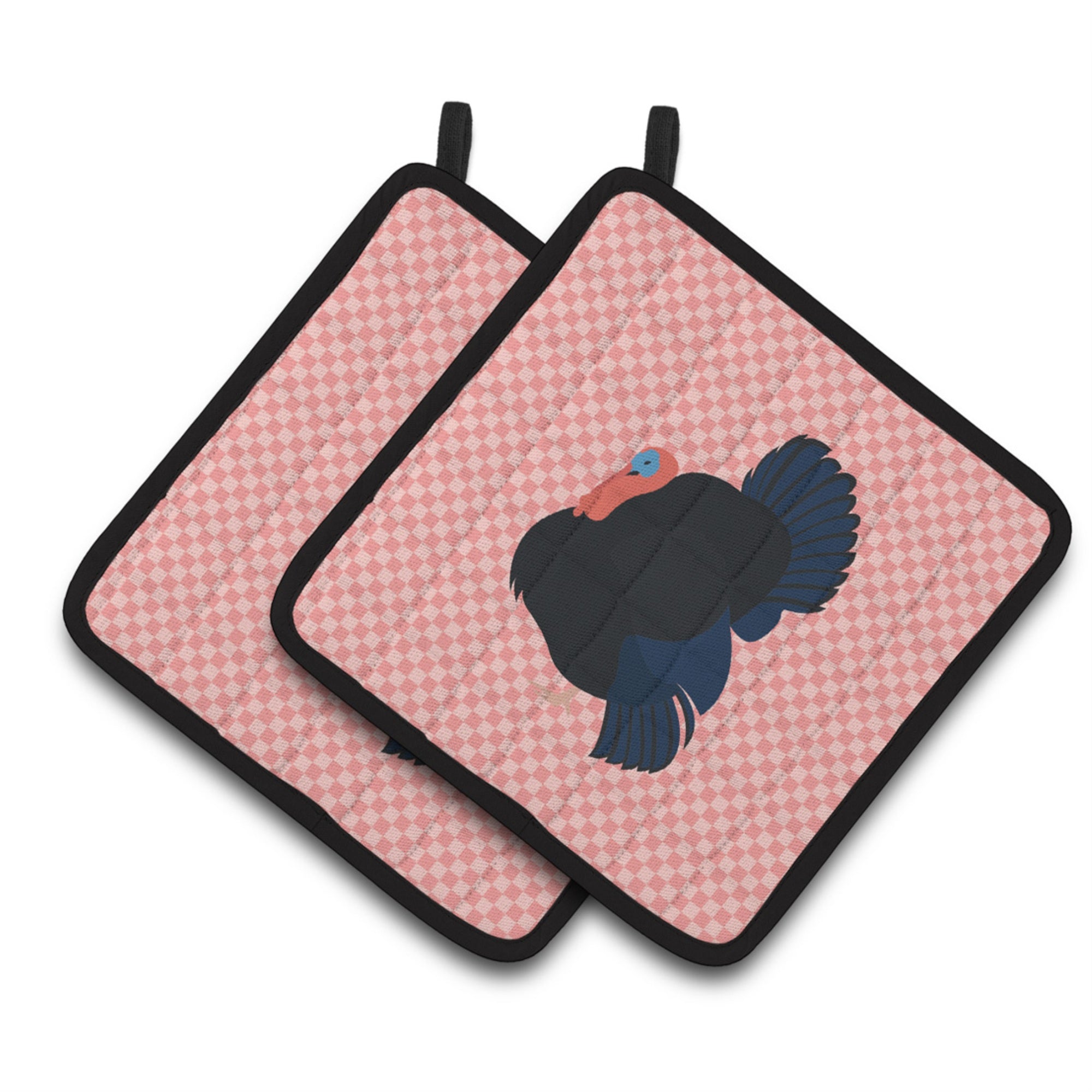 'Caroline'S Treasures Norfolk Black Turkey Pink Check Decorated Pot Holder, 7.5'''' X 7.5''''''