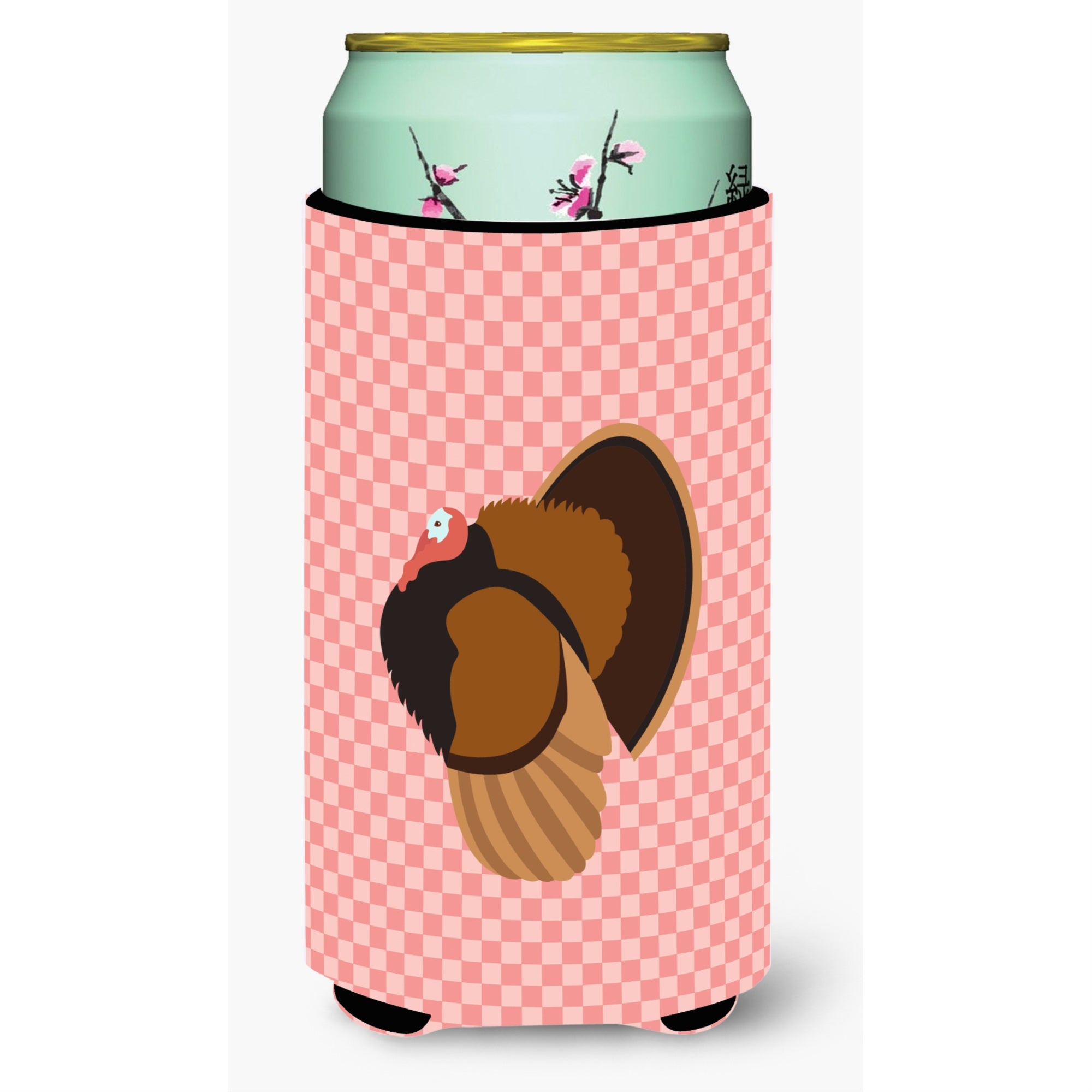 'Caroline'S Treasures Bronze Turkey Pink Check Decorative Can Hugger, Tall Boy, Multicolor''