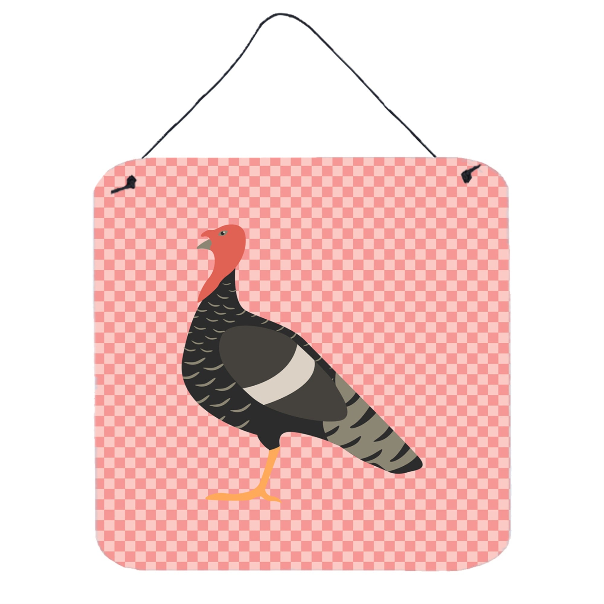 'Caroline'S Treasures Pink Marragansett Turkey Check Metal Print, 6'''' H X 6'''' W''