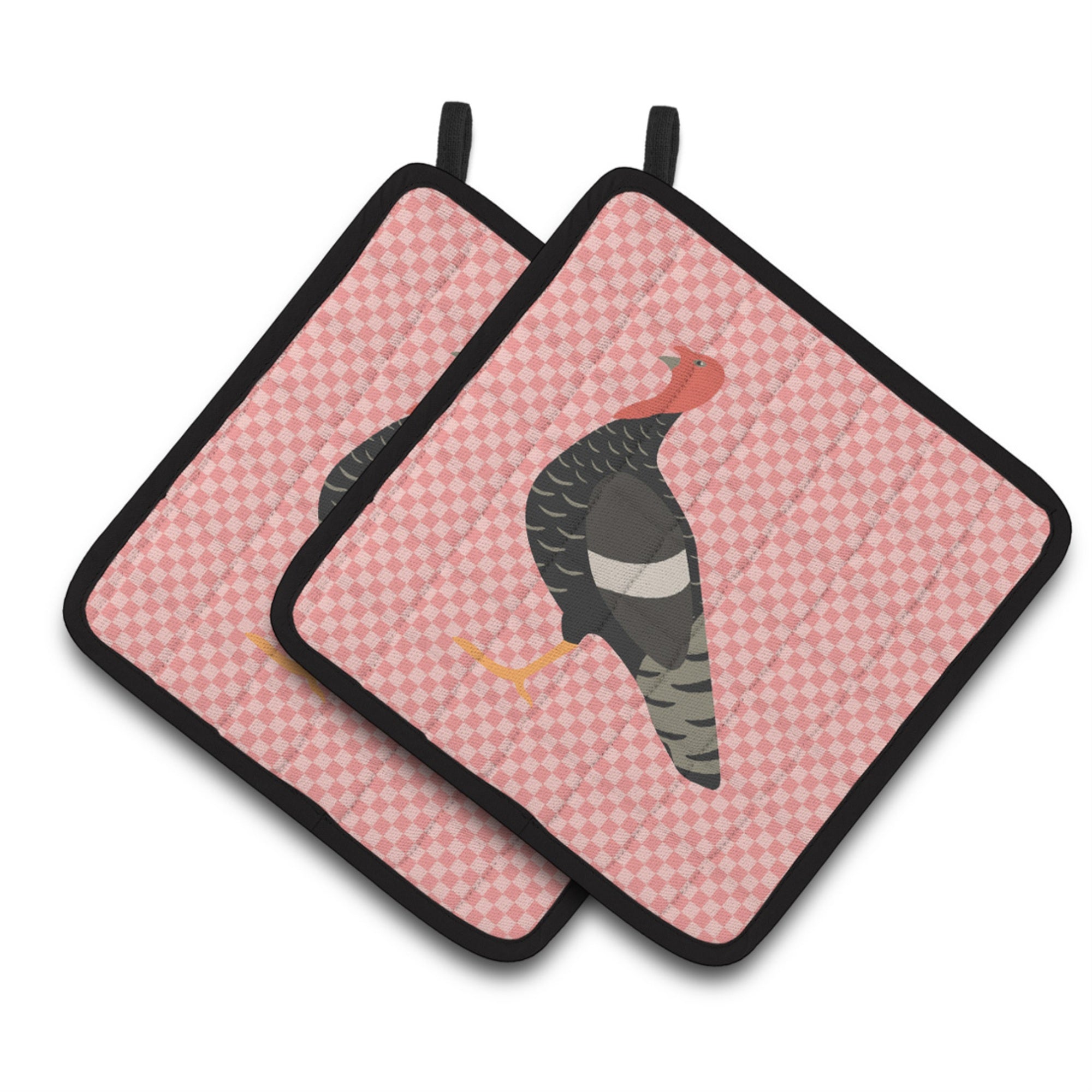 'Caroline'S Treasures Marragansett Turkey Pink Check Decorated Pot Holder, 7.5'''' X 7.5''''''