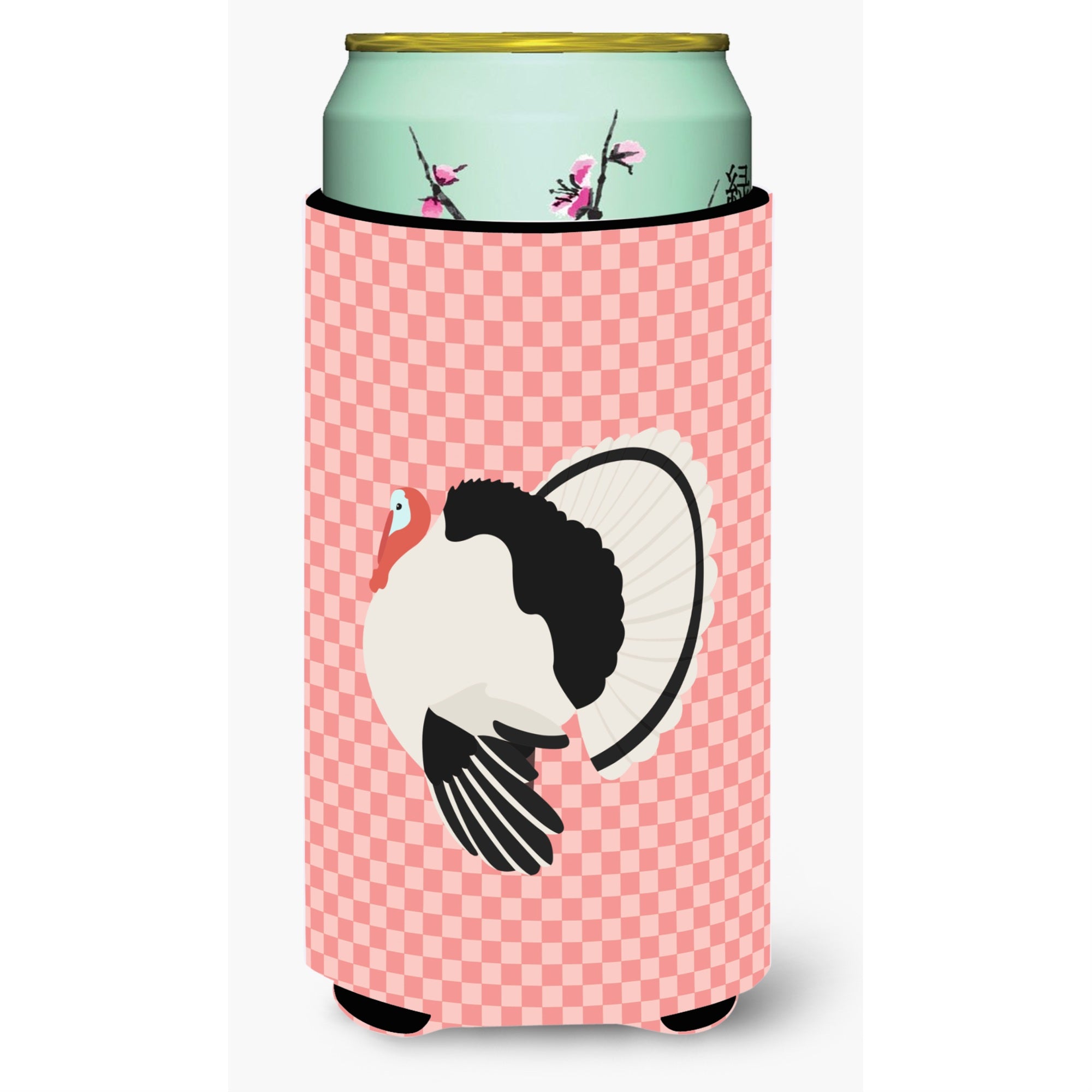 'Caroline'S Treasures Royal Palm Turkey Pink Check Decorative Can Hugger, Tall Boy, Multicolor''