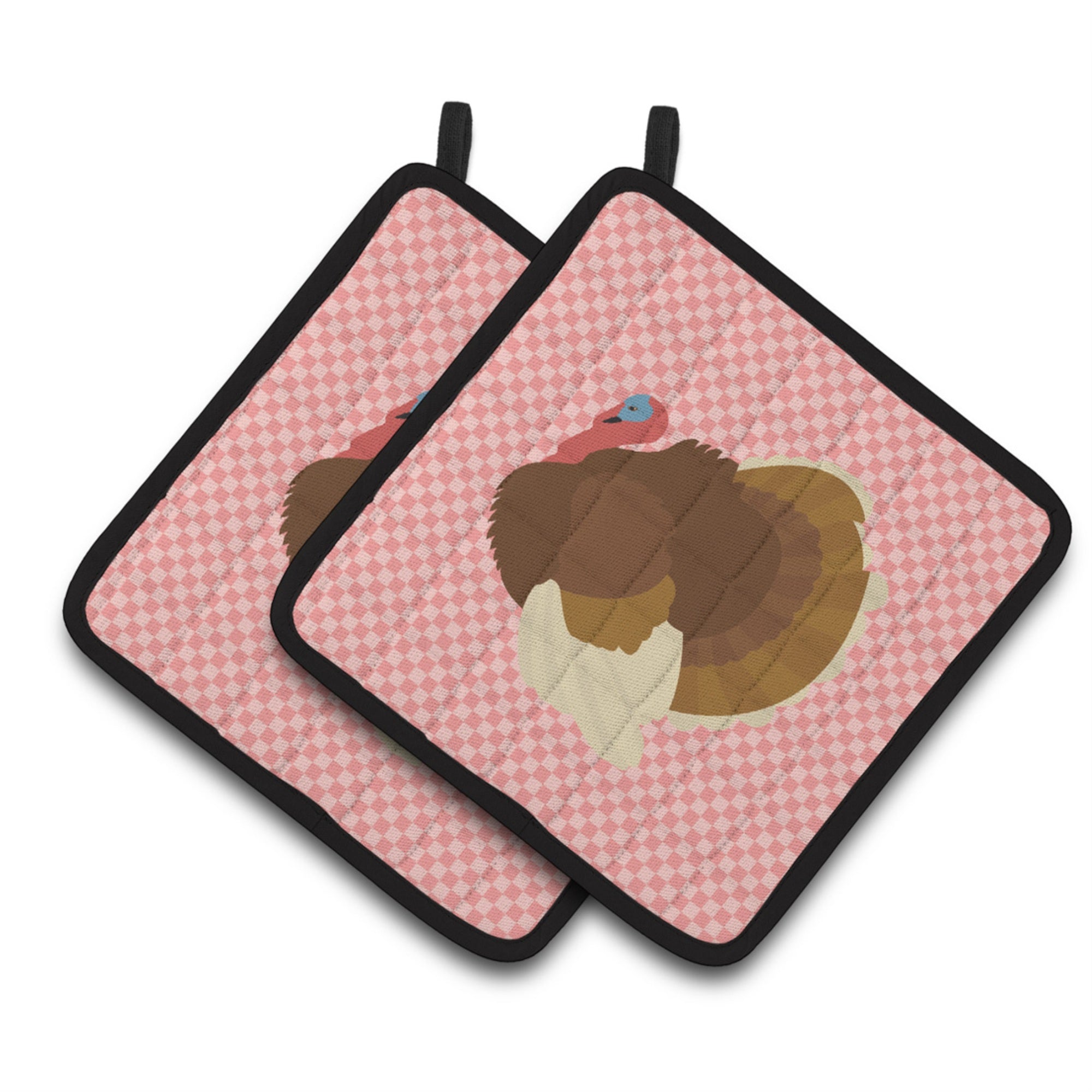 'Caroline'S Treasures French Turkey Dindon Pink Check Decorated Pot Holder, 7.5'''' X 7.5''''''