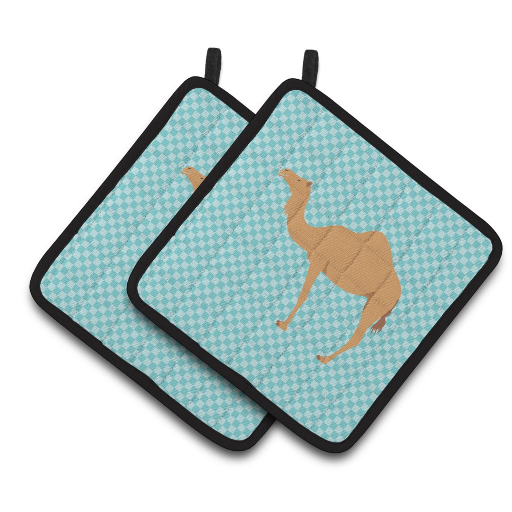 'Caroline'S Treasures Arabian Camel Dromedary Blue Check Decorated Pot Holder, 7.5'''' X 7.5''''''